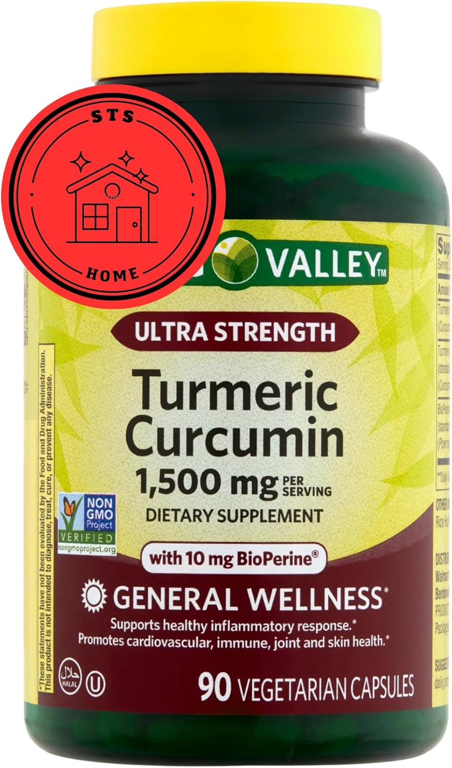 Spring Valley Turmeric Supplement | Turmeric Curcumin Supplement, Ultra Strength 1,500 mg, 90 Count + STS Sticker. Spring Valley Turmeric Supplement | Turmeric Curcumin Supplement, Ultra Strength 1,500 mg, 90 Count + STS Sticker.