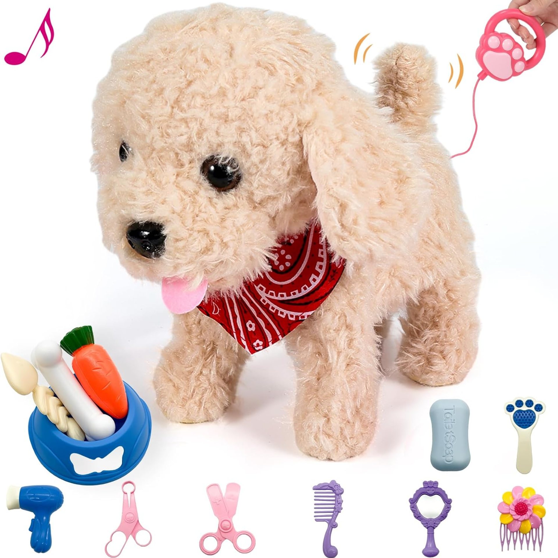 Toy Dog That Walk and Bark, Pet Care Playset – Remote Control Leash Interactive Electronic Plush Puppy, Tail-Wagging Stuffed Dog, Birthday Gift for Kids Girls Boys Aged 3-6 Year Toy Dog That Walk and Bark, Pet Care Playset – Remote Control Leash Interactive Electronic Plush Puppy, Tail-Wagging Stuffed Dog, Birthday Gift for Kids Girls Boys Aged 3-6 Year