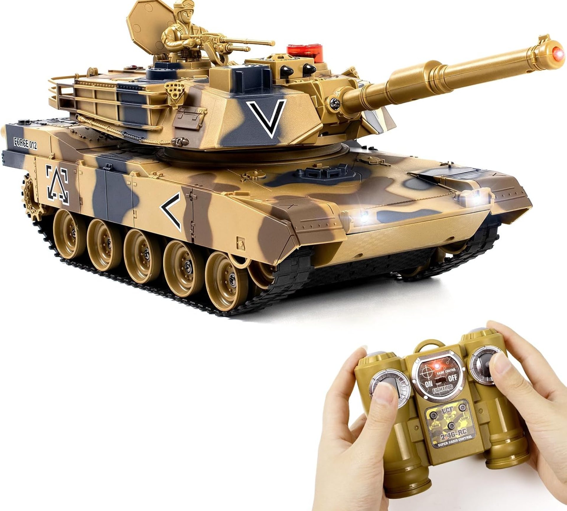 1/24 RC Tank, Remote Control US M1A2 Abrams Army Model Tank with Sound Effects, Lights and Smoke, 2.4G Military Model Toy for Kids, Perfect Birthday for Boys 6+ Years Old 1/24 RC Tank, Remote Control US M1A2 Abrams Army Model Tank with Sound Effects, Lights and Smoke, 2.4G Military Model Toy for Kids, Perfect Birthday for Boys 6+ Years Old