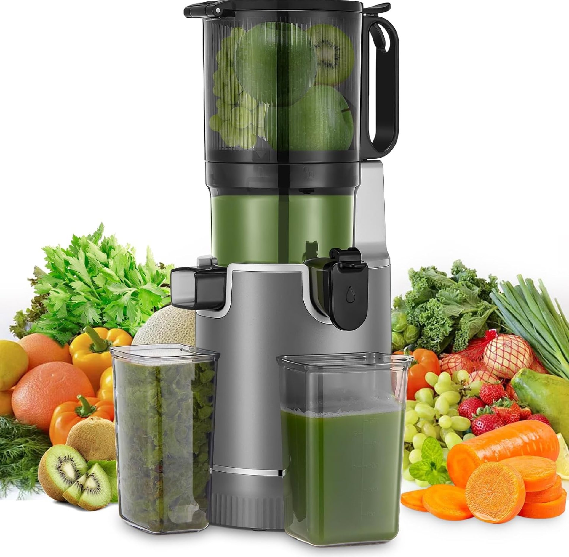 Juicer Machines, 5.4″ Extra Large Feed Chute Fit Whole Fruits & Vegetables, Slow Masticating Cold Press Juicer Easy to Clean, 250W, High Juice Yield Juicer Machines, 5.4″ Extra Large Feed Chute Fit Whole Fruits & Vegetables, Slow Masticating Cold Press Juicer Easy to Clean, 250W, High Juice Yield