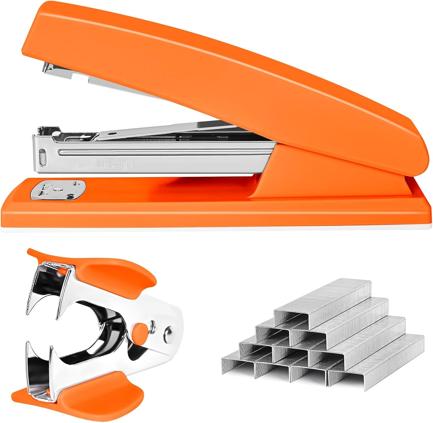 Stapler 25 Sheet Capacity with 1000 Staples and Staple Remover – Staplers for Desk, Non-Slip Office Stapler with Staples, Orange Stapler 25 Sheet Capacity with 1000 Staples and Staple Remover – Staplers for Desk, Non-Slip Office Stapler with Staples, Orange