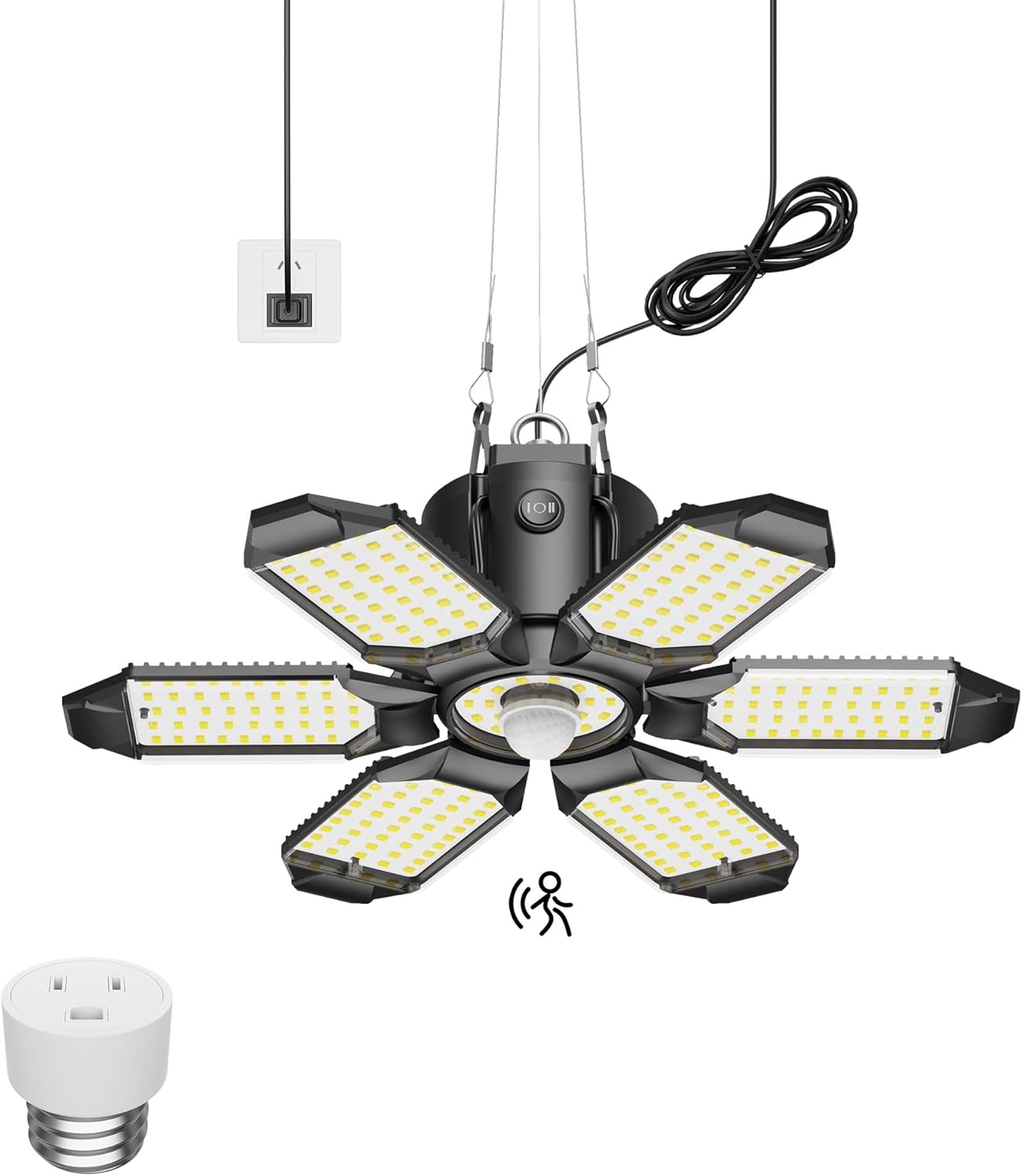 Plug-in Motion Sensor Garage Light 20000LM, Linkable Garage Ceiling Light Led with E26 Adapter,Motion Sensor Light Indoor Blub – 360° Detection for Workshop/Basement Plug-in Motion Sensor Garage Light 20000LM, Linkable Garage Ceiling Light Led with E26 Adapter,Motion Sensor Light Indoor Blub – 360° Detection for Workshop/Basement