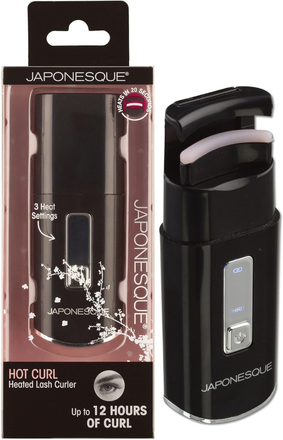 JAPONESQUE Heated Lash Curler, Long Lasting Eyelash Curler and Lifter, USB Powered, Heat Safety Settings, Electric Curler Tool JAPONESQUE Heated Lash Curler, Long Lasting Eyelash Curler and Lifter, USB Powered, Heat Safety Settings, Electric Curler Tool