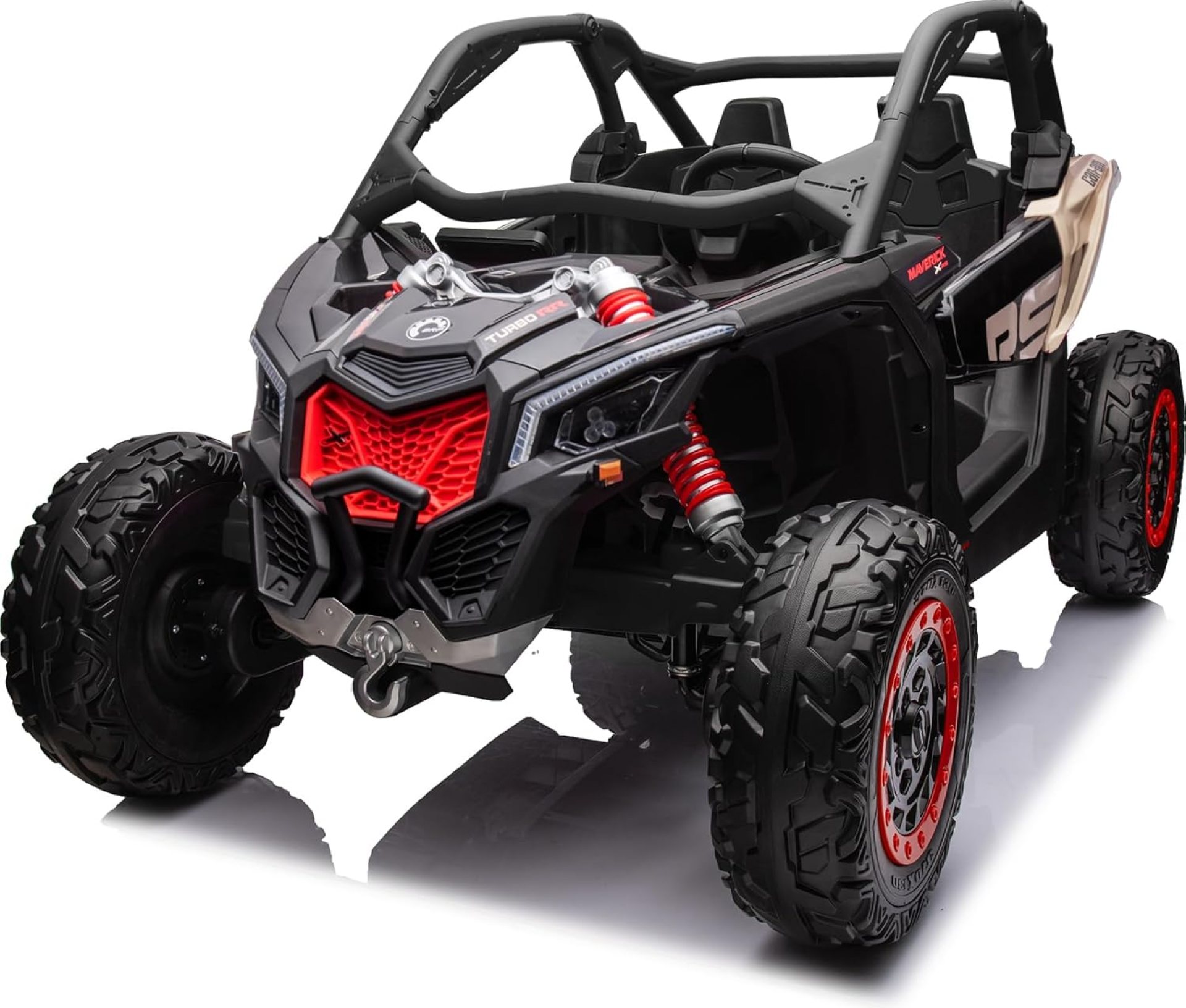 NEWQIDA 24V Ride on Car with Remote Control, 2 Seater Ride On Toys Off-Road Buggy Truck Licensed Can Am Maverick UTV Electric Vehicles for Boys Girls, EVA Rubber Wheels, Spring Absorbers, Black NEWQIDA 24V Ride on Car with Remote Control, 2 Seater Ride On Toys Off-Road Buggy Truck Licensed Can Am Maverick UTV Electric Vehicles for Boys Girls, EVA Rubber Wheels, Spring Absorbers, Black
