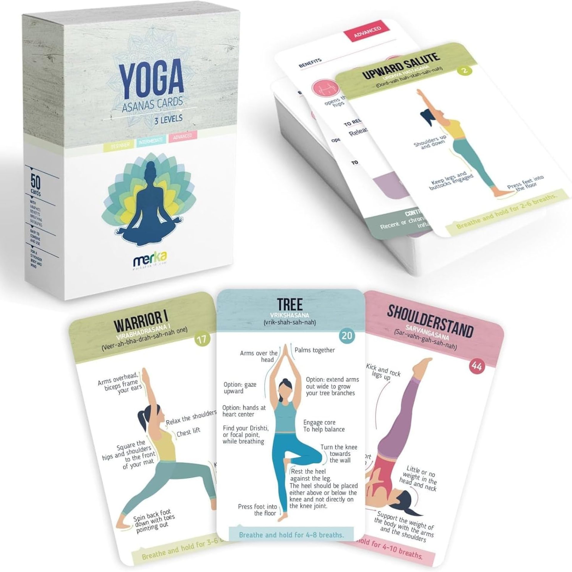 merka Yoga Cards, 50 Yoga Deck Flashcards with Asana Poses for Class Sequencing and Practice, Sanskrit and Cues for Beginners, Teachers – Women Workout Fitness Gift with Instructions merka Yoga Cards, 50 Yoga Deck Flashcards with Asana Poses for Class Sequencing and Practice, Sanskrit and Cues for Beginners, Teachers – Women Workout Fitness Gift with Instructions