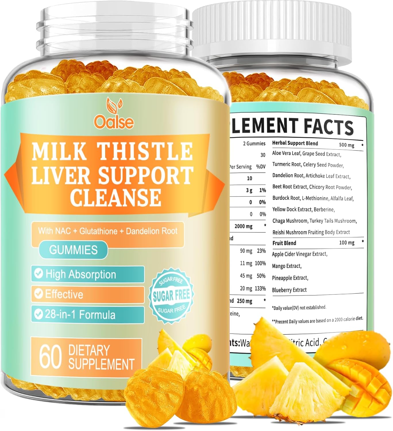 2000 Mg Milk Thistle Gummies – Mango Pineapple – with NAC, Glutathione, Dandelion Root, etc – Gentle Detox* & Cleanse*, Gluten-Free, 60 Count 2000 Mg Milk Thistle Gummies – Mango Pineapple – with NAC, Glutathione, Dandelion Root, etc – Gentle Detox* & Cleanse*, Gluten-Free, 60 Count