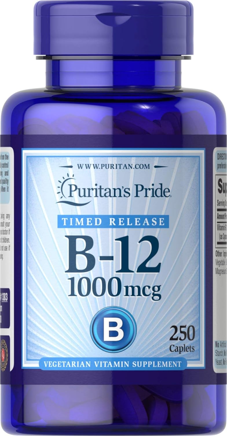Puritan’s Pride Vitamin B-12 1000Mcg Timed Release Caplets | Dietary Supplement for Energy Metabolism Support | Timed Release | Cellular Energy Support – 250 Count Puritan’s Pride Vitamin B-12 1000Mcg Timed Release Caplets | Dietary Supplement for Energy Metabolism Support | Timed Release | Cellular Energy Support – 250 Count