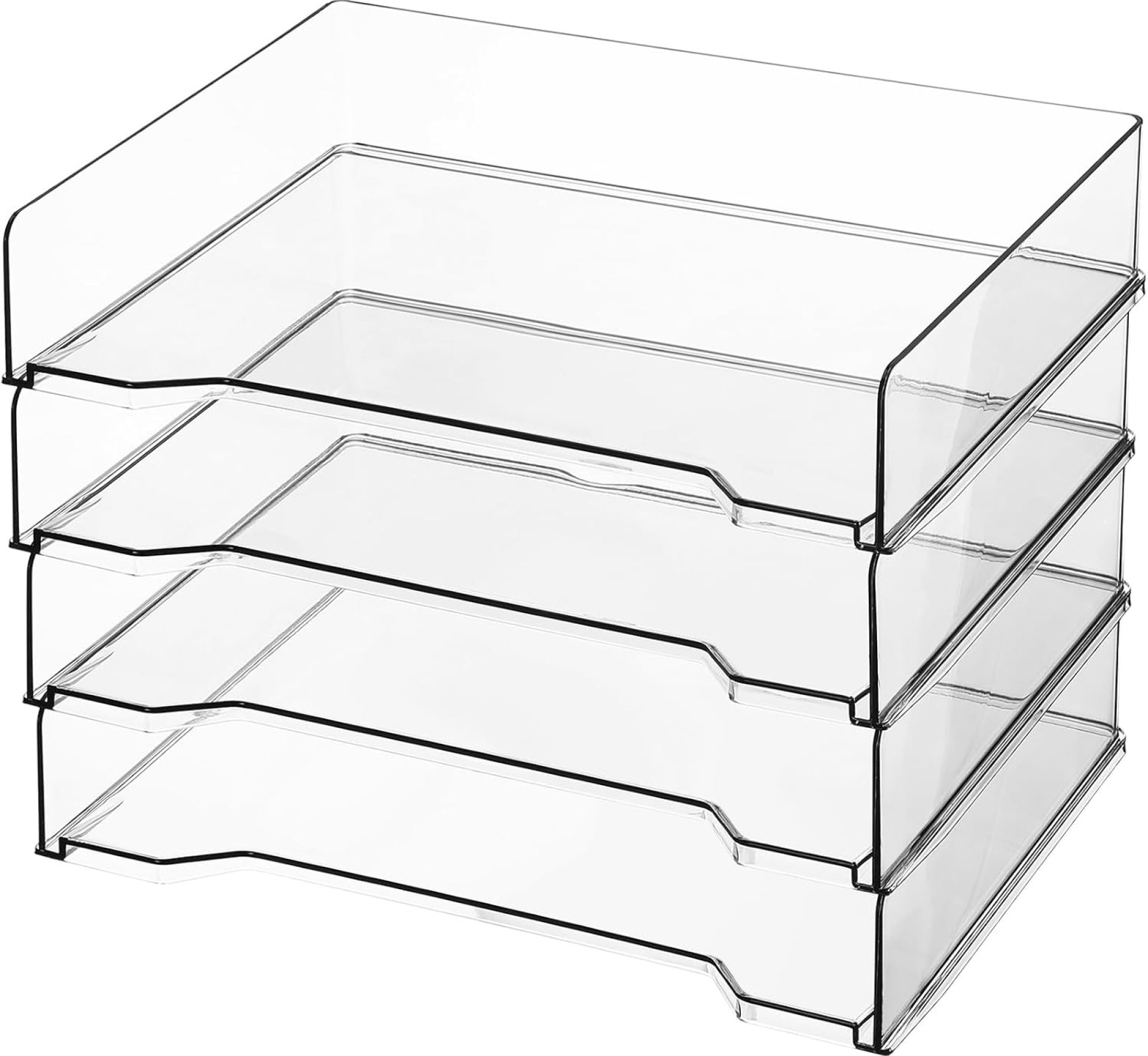 4 Pcs Stackable Letter Tray Rectangular Plastic Desk Organizer 13 x 9.5 x 2.6 in Paper Holder File Tray Accessories Rack for Desktop Office Desk Drawers (Clear) 4 Pcs Stackable Letter Tray Rectangular Plastic Desk Organizer 13 x 9.5 x 2.6 in Paper Holder File Tray Accessories Rack for Desktop Office Desk Drawers (Clear)