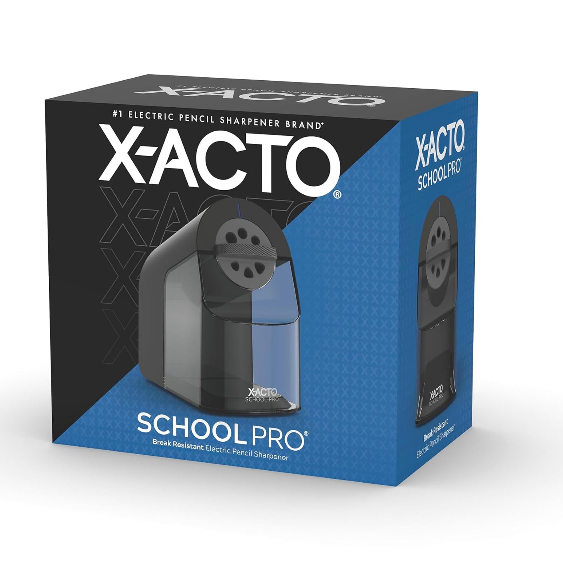X-ACTO Pencil Sharpener, SchoolPro Electric Pencil Sharpener, Heavy Duty Sharpener for School, Classroom and Teacher Supplies, Perfect for Addition to Homeschooling Supplies, Black, 1 Count X-ACTO Pencil Sharpener, SchoolPro Electric Pencil Sharpener, Heavy Duty Sharpener for School, Classroom and Teacher Supplies, Perfect for Addition to Homeschooling Supplies, Black, 1 Count