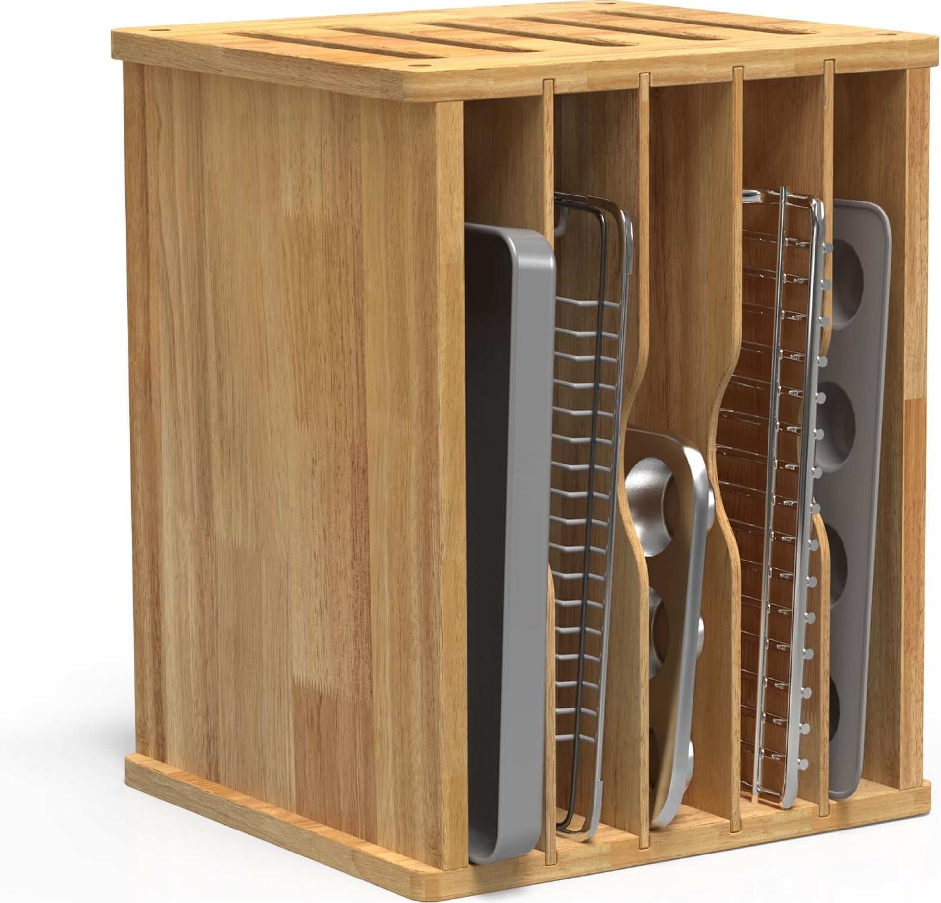 6 Tier Rubber Wood Tray Dividers for Cabinets, Heavy Weight Kitchen Vertical Tray Divider Organizer, Storing pans, Baking trays, Cutting Board(16.73″ W x 14.13″ H x 12.4″ D) 6 Tier Rubber Wood Tray Dividers for Cabinets, Heavy Weight Kitchen Vertical Tray Divider Organizer, Storing pans, Baking trays, Cutting Board(16.73″ W x 14.13″ H x 12.4″ D)