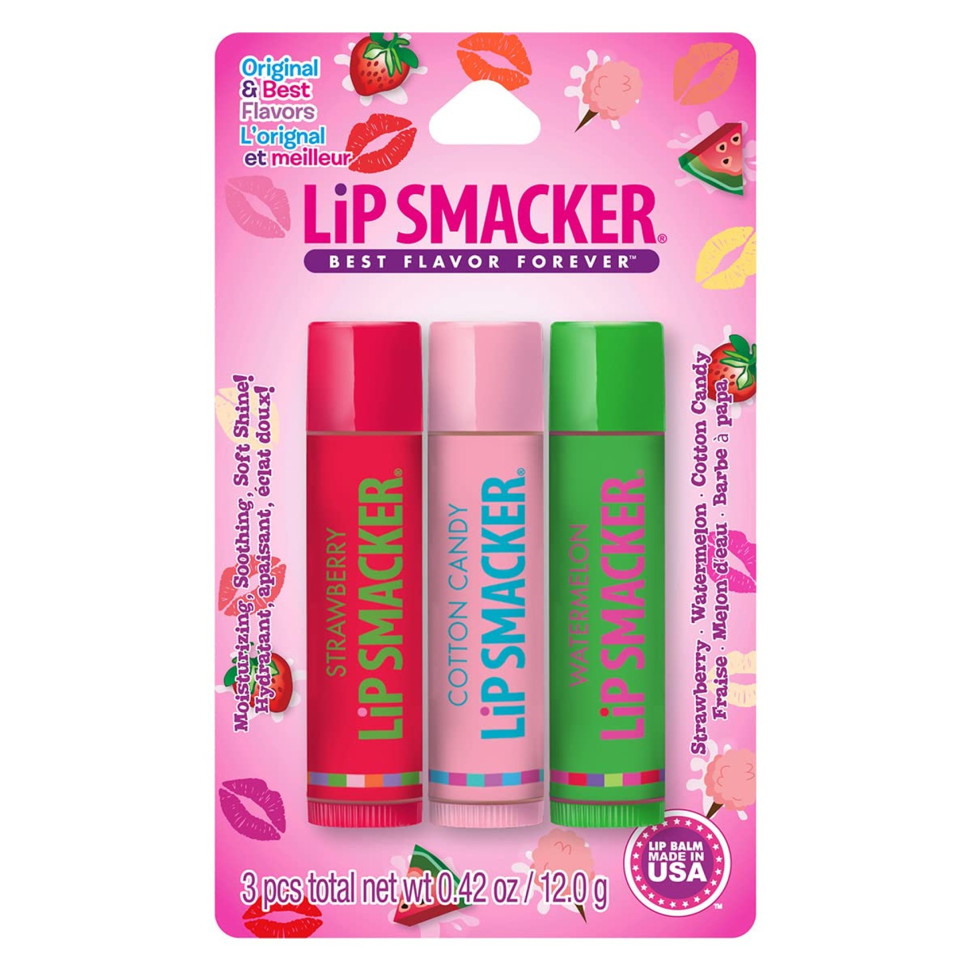 Lip Smackers Flavored Lip Balm Original & Best – Moisturizing, Soothing Trio Strawberry, Watermelon, & Cotton Candy Lip Smackers Flavored Lip Balm Original & Best – Moisturizing, Soothing Trio Strawberry, Watermelon, & Cotton Candy