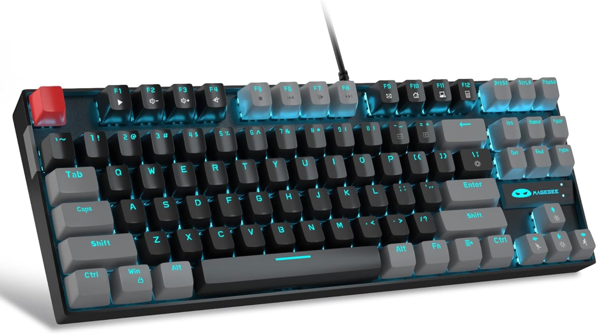 MageGee 75% Mechanical Gaming Keyboard, Red Switch, LED Blue Backlit, 87 Keys Compact TKL Wired Computer Keyboards for Windows Laptop PC Gamer – Black/Grey MageGee 75% Mechanical Gaming Keyboard, Red Switch, LED Blue Backlit, 87 Keys Compact TKL Wired Computer Keyboards for Windows Laptop PC Gamer – Black/Grey