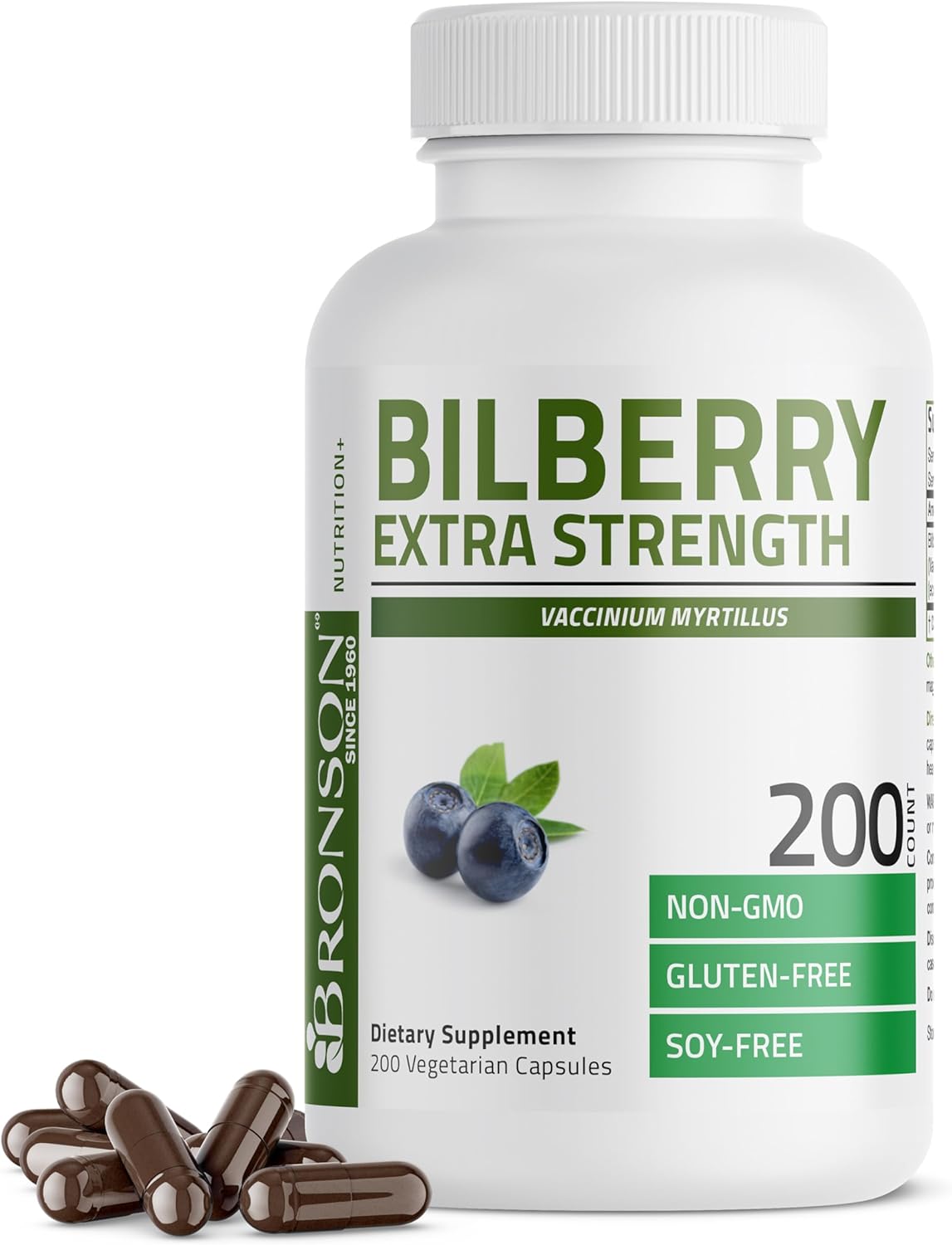 Bronson Bilberry Extra Strength Vaccinium Myrtillus, Promotes Eye Health and Supports Healthy Vision – Non GMO, 200 Vegetarian Capsules Bronson Bilberry Extra Strength Vaccinium Myrtillus, Promotes Eye Health and Supports Healthy Vision – Non GMO, 200 Vegetarian Capsules