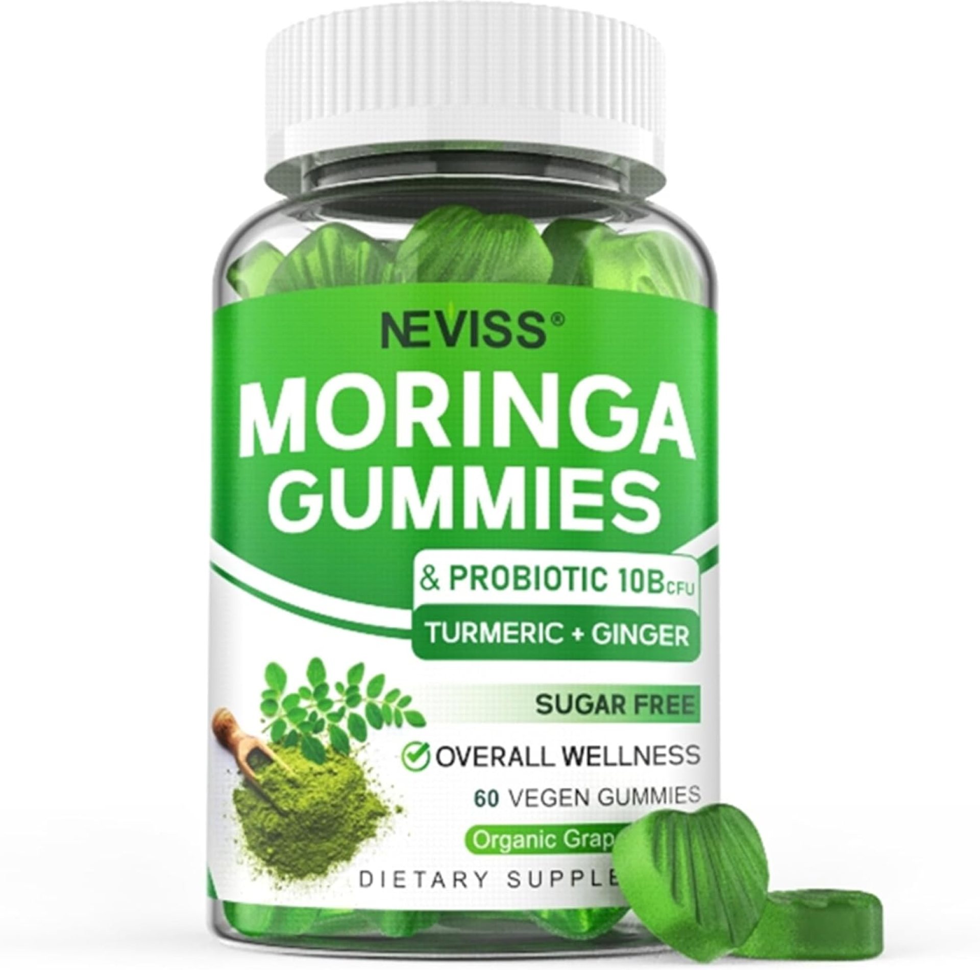 Moringa Gummies for Women Men, Sugar Free, Vegan, with 10 Billion CFU Probiotic Turmeric Ginger Ceylon Cinnamon, Chewable Organic Pure Moringa Leaf Supplement for Adults | Gut & Immune Support, 60Cts Moringa Gummies for Women Men, Sugar Free, Vegan, with 10 Billion CFU Probiotic Turmeric Ginger Ceylon Cinnamon, Chewable Organic Pure Moringa Leaf Supplement for Adults | Gut & Immune Support, 60Cts