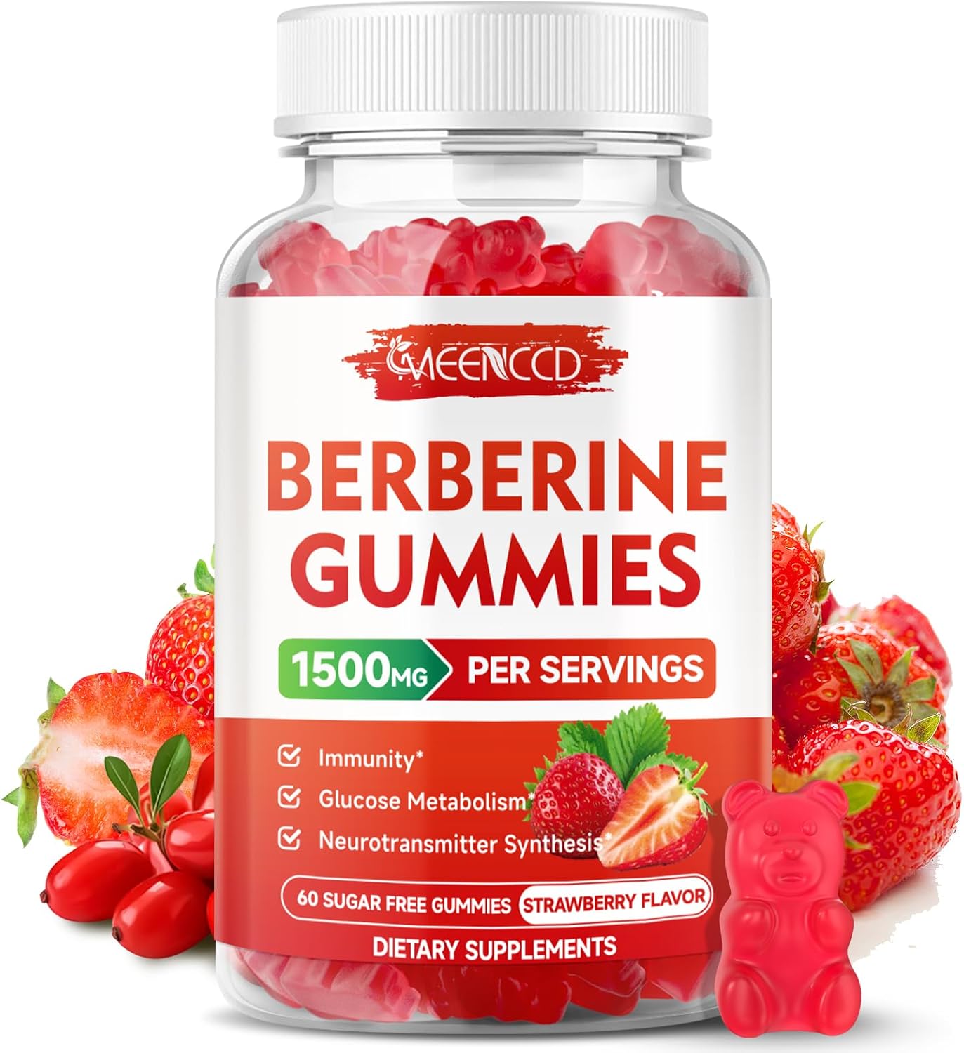 Berberine Gummies with Ceylon Cinnamon 1500mg High Potency Berberine HCL Supplement for Immune Support, Organic Berberine Gummies, Sugar Free, Vegan, Strawberry Flavor, 60 Count Berberine Gummies with Ceylon Cinnamon 1500mg High Potency Berberine HCL Supplement for Immune Support, Organic Berberine Gummies, Sugar Free, Vegan, Strawberry Flavor, 60 Count