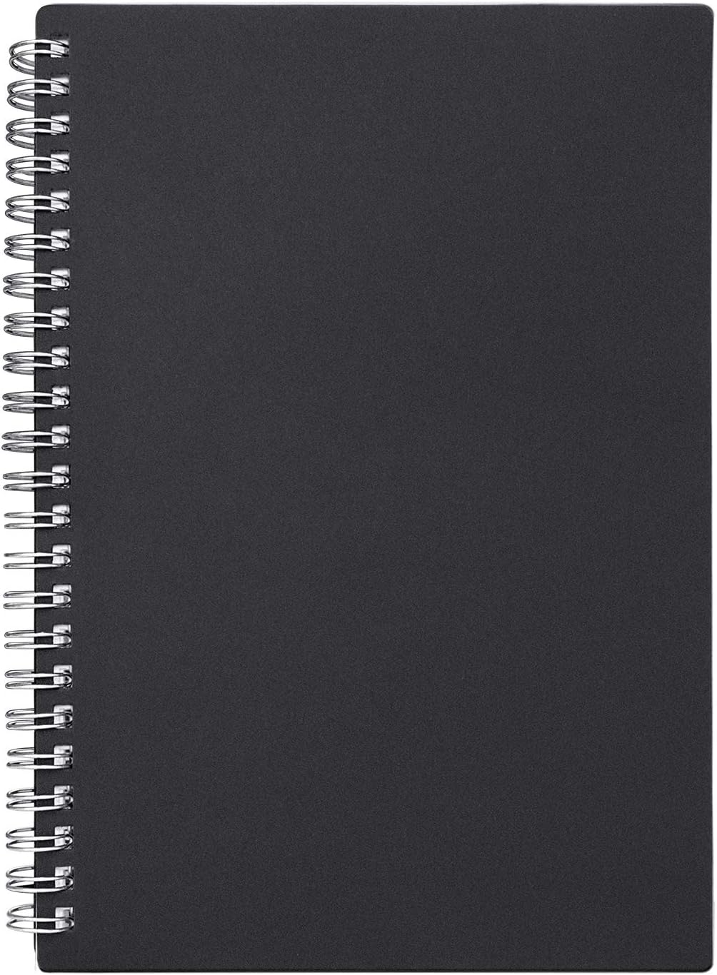ZZTX Sprial Notebook Kraft Soft Cover College Ruled Notebooks, Wirebound Memo Diary Notebook Planner, 140 Pages/ 70 Sheets, 8 x 6 inch, 1 Pack (Black) ZZTX Sprial Notebook Kraft Soft Cover College Ruled Notebooks, Wirebound Memo Diary Notebook Planner, 140 Pages/ 70 Sheets, 8 x 6 inch, 1 Pack (Black)