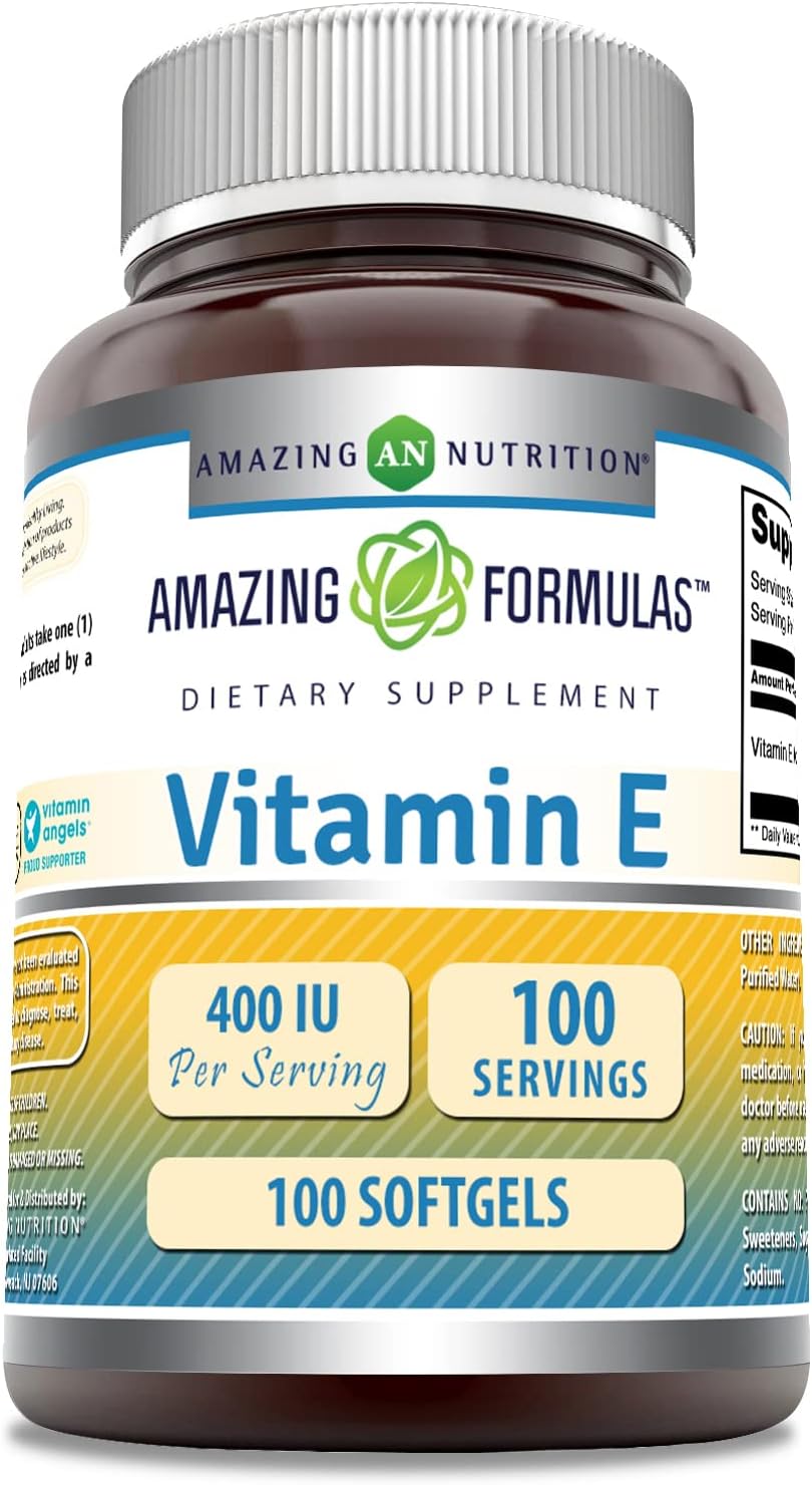 Amazing Formulas Vitamin E 400 IU Per Serving Supplement | Non-GMO | Gluten Free (100 Softgels) Amazing Formulas Vitamin E 400 IU Per Serving Supplement | Non-GMO | Gluten Free (100 Softgels)