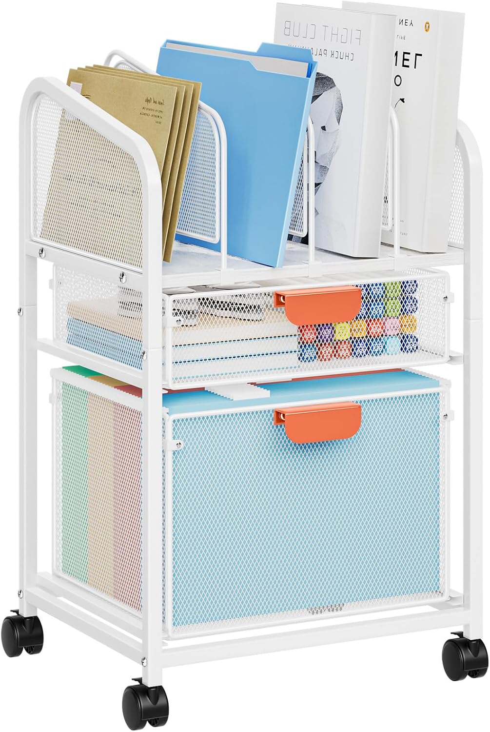 Marbrasse Rolling file Cart with Adjustable Dividers, Mobile File Cabinet on Lockable Wheels, Office Filing Cabinet Organizer, Hanging File Folder Organizer for Home Office – White Marbrasse Rolling file Cart with Adjustable Dividers, Mobile File Cabinet on Lockable Wheels, Office Filing Cabinet Organizer, Hanging File Folder Organizer for Home Office – White