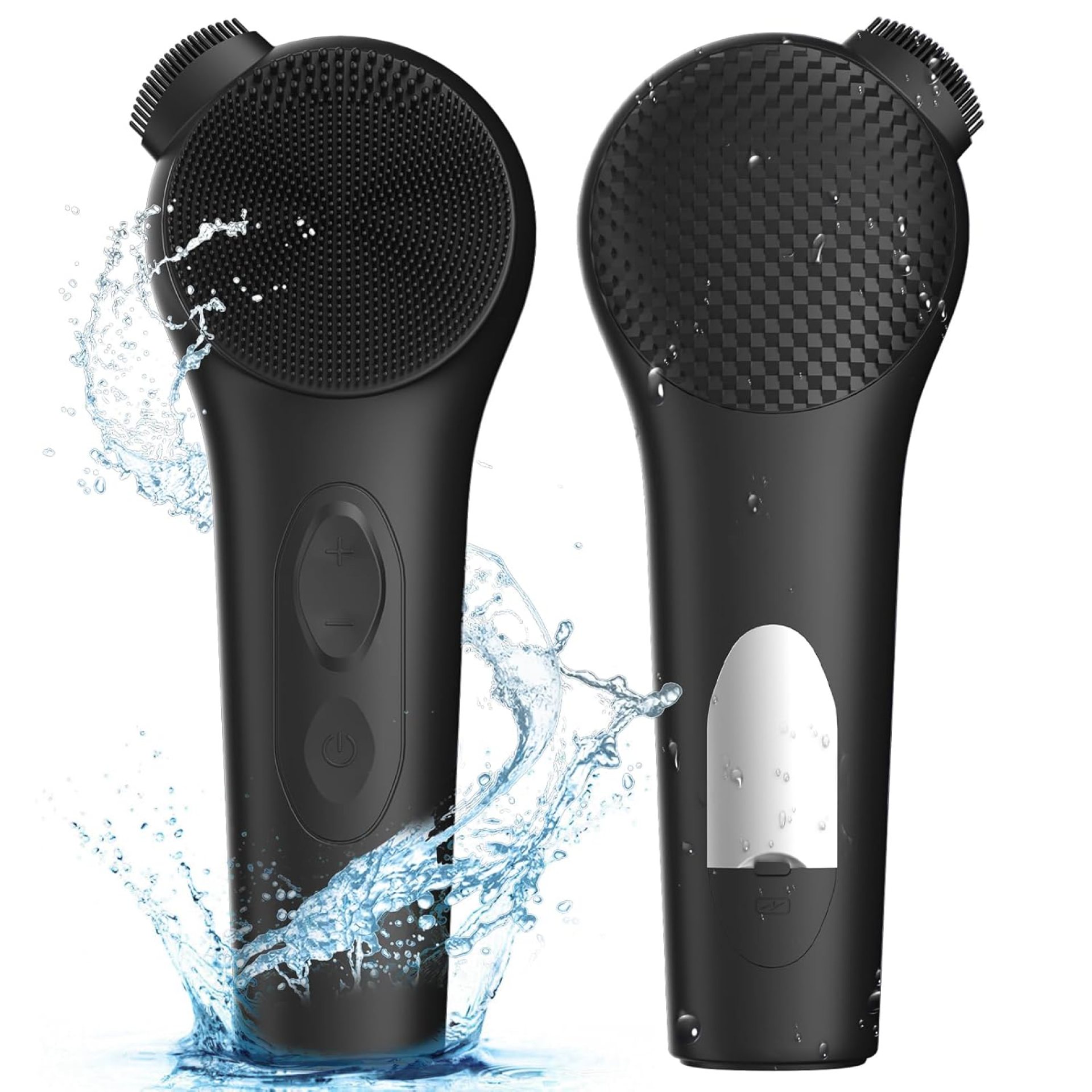 Silicone Face Scrubber, Waterproof Rechargeable Facial Cleansing Brush, 5 Cleansing Modes with Nose Brush for Men & Women Electric Face Wash Brush for Deep Cleaning, Exfoliating, Massaging-Black Silicone Face Scrubber, Waterproof Rechargeable Facial Cleansing Brush, 5 Cleansing Modes with Nose Brush for Men & Women Electric Face Wash Brush for Deep Cleaning, Exfoliating, Massaging-Black