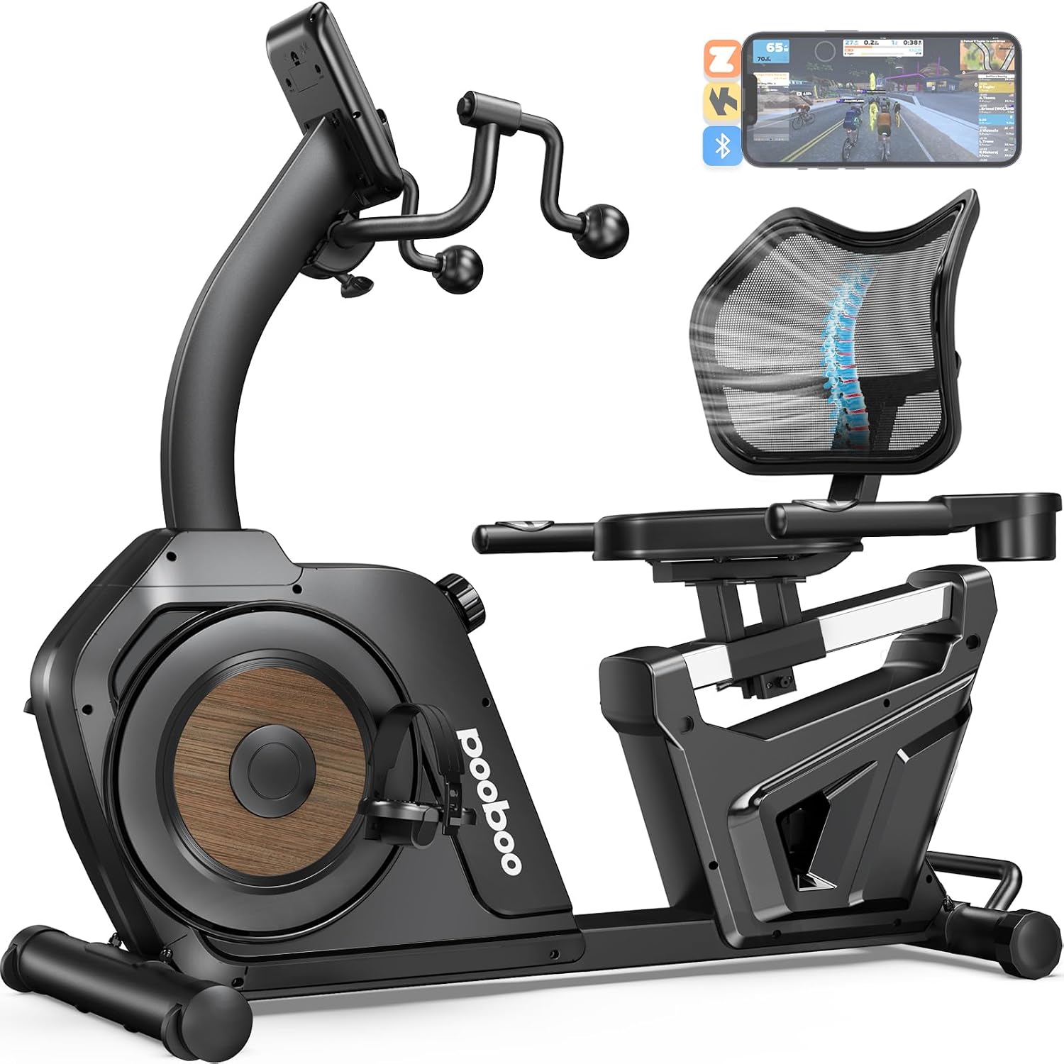 pooboo Recumbent Exercise Bike, Stationary Bikes for Home with Arm Exerciser, Magnetic Recumbent Bike with Ergonomic Backrest & Comfortable Seat, Smart APP, Pulse Sensor, 400LBS Weight Capacity pooboo Recumbent Exercise Bike, Stationary Bikes for Home with Arm Exerciser, Magnetic Recumbent Bike with Ergonomic Backrest & Comfortable Seat, Smart APP, Pulse Sensor, 400LBS Weight Capacity