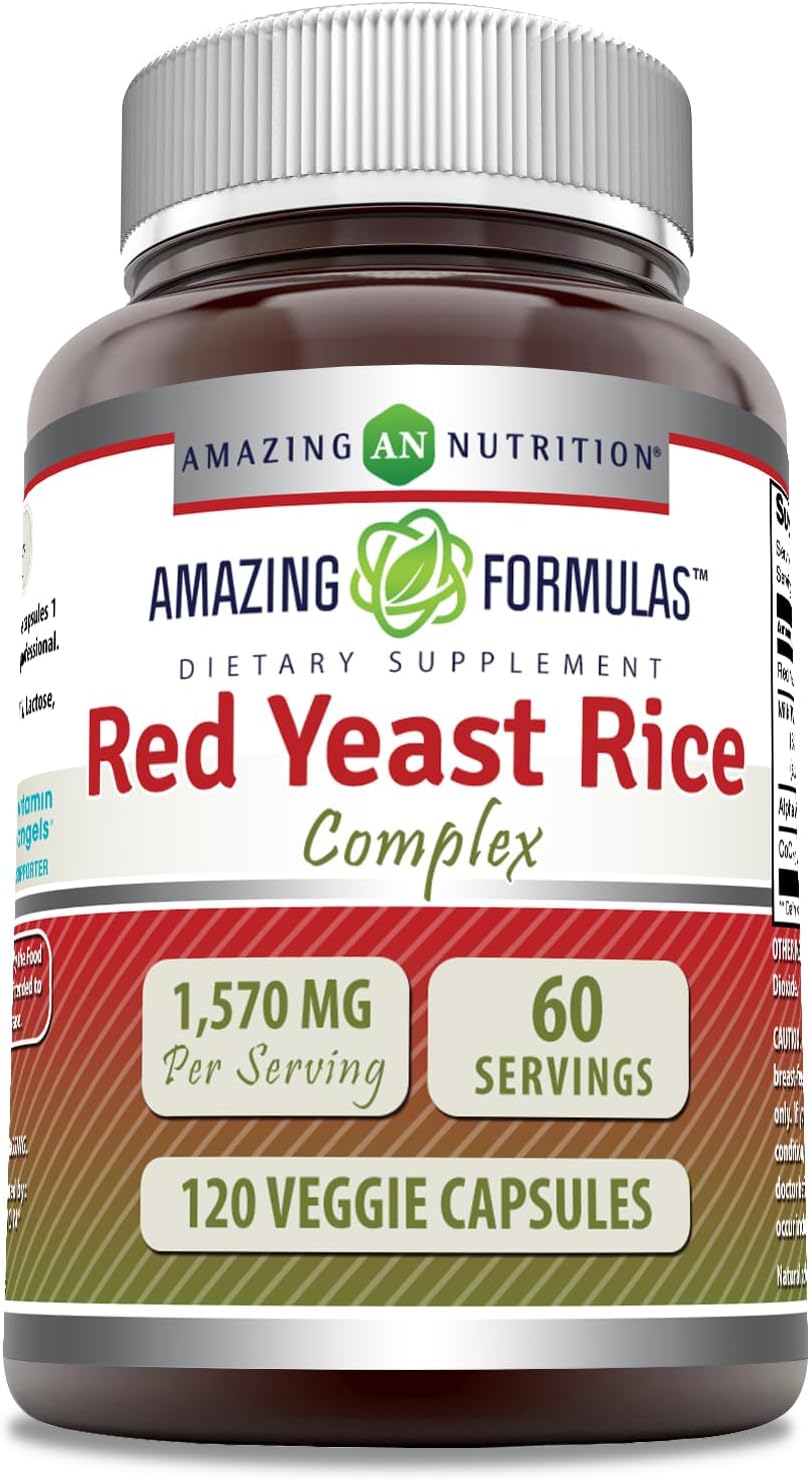 Amazing Formulas Red Yeast Rice Complex | 1570 Mg Per Serving | 120 Veggie Capsules | with Alpha Lipoic Acid, CoQ10, Milk Thistle Extract | Made in USA Amazing Formulas Red Yeast Rice Complex | 1570 Mg Per Serving | 120 Veggie Capsules | with Alpha Lipoic Acid, CoQ10, Milk Thistle Extract | Made in USA