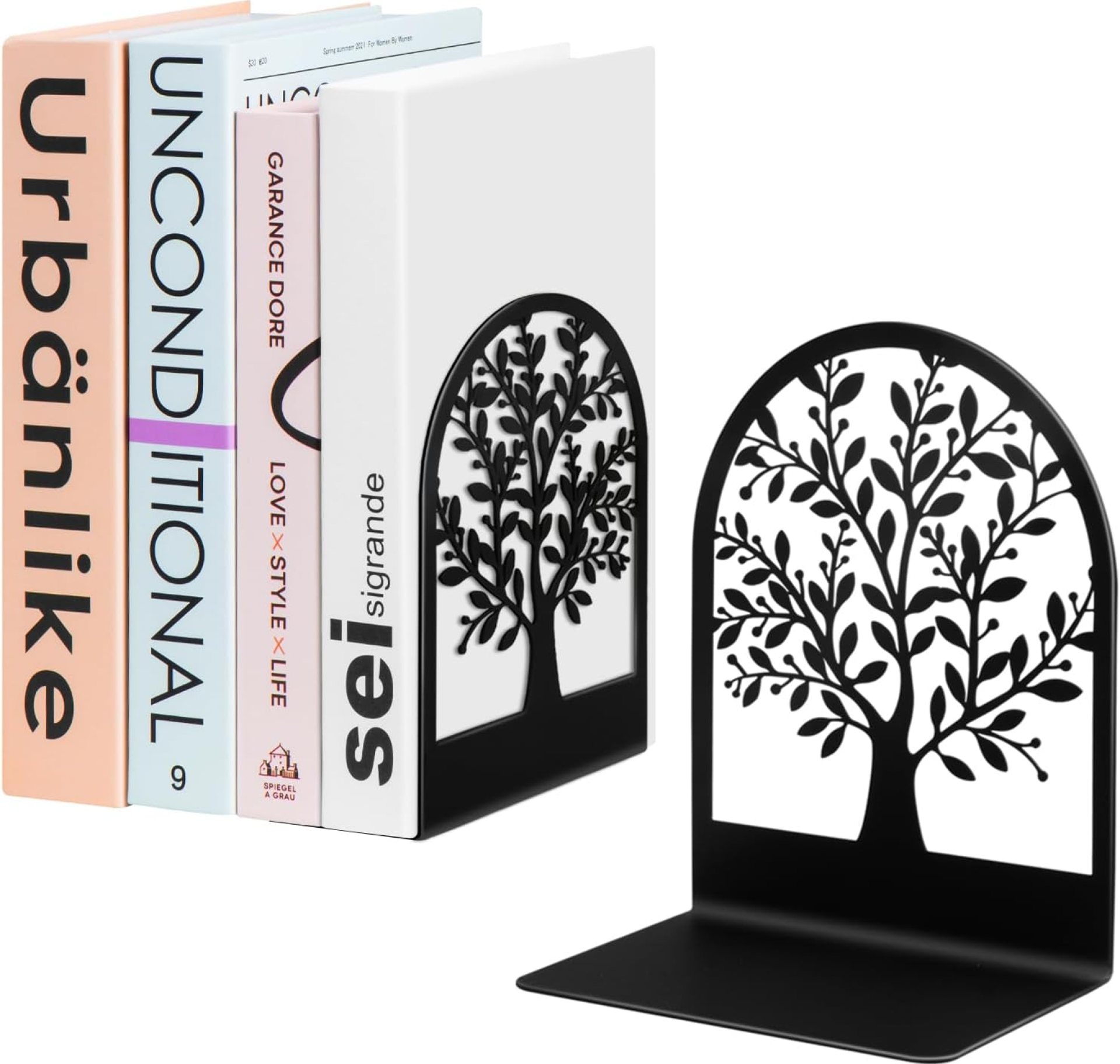 Umikk Book Ends, Metal Bookend, Tree of Life Bookend for Shelves, Home Decorative Bookends for Heavy Books, Black Non-Skid Book Stopper, 7 x 5.5 x 3.5 inch (1 Pair) Umikk Book Ends, Metal Bookend, Tree of Life Bookend for Shelves, Home Decorative Bookends for Heavy Books, Black Non-Skid Book Stopper, 7 x 5.5 x 3.5 inch (1 Pair)