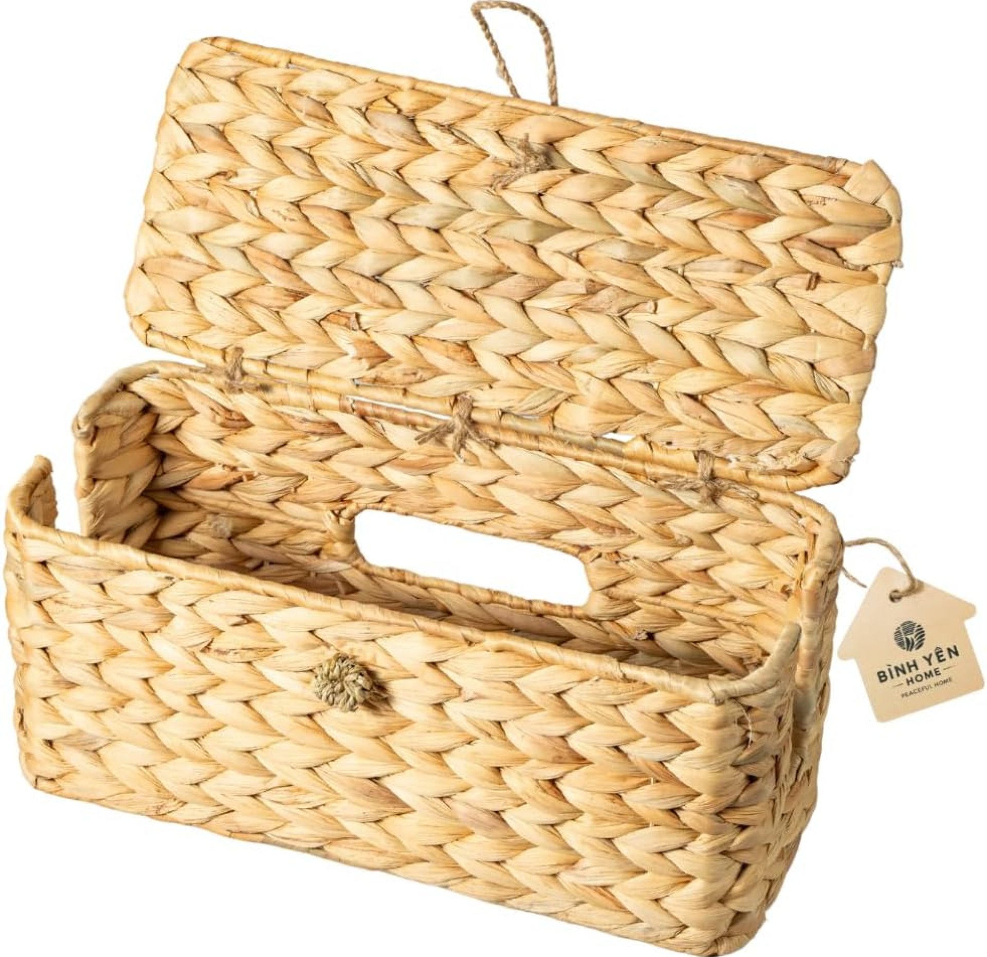 Wicker Cable Management Box with Lid, A Handwoven Water Hyacinth Cords Hider Box for TV, Computer, Router, USB Hub to Hide Cords & Power Strip for Desk, Floor, Office, 16×6.9×6.9” Wicker Cable Management Box with Lid, A Handwoven Water Hyacinth Cords Hider Box for TV, Computer, Router, USB Hub to Hide Cords & Power Strip for Desk, Floor, Office, 16×6.9×6.9”