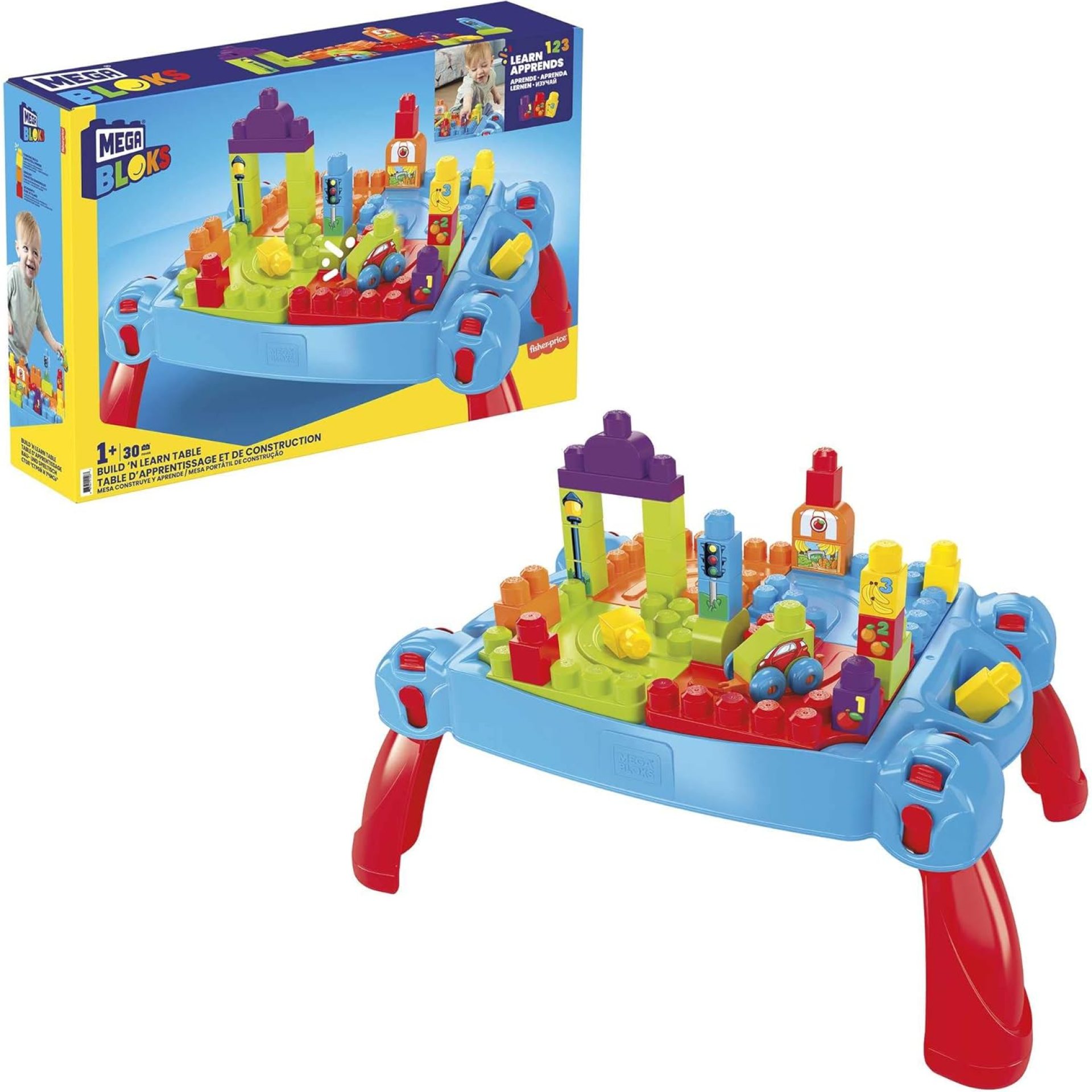 Mega Bloks First Builders Build ‘n Learn Table with Big Building Blocks, Building Toys for Toddlers (30 Pieces) Mega Bloks First Builders Build ‘n Learn Table with Big Building Blocks, Building Toys for Toddlers (30 Pieces)