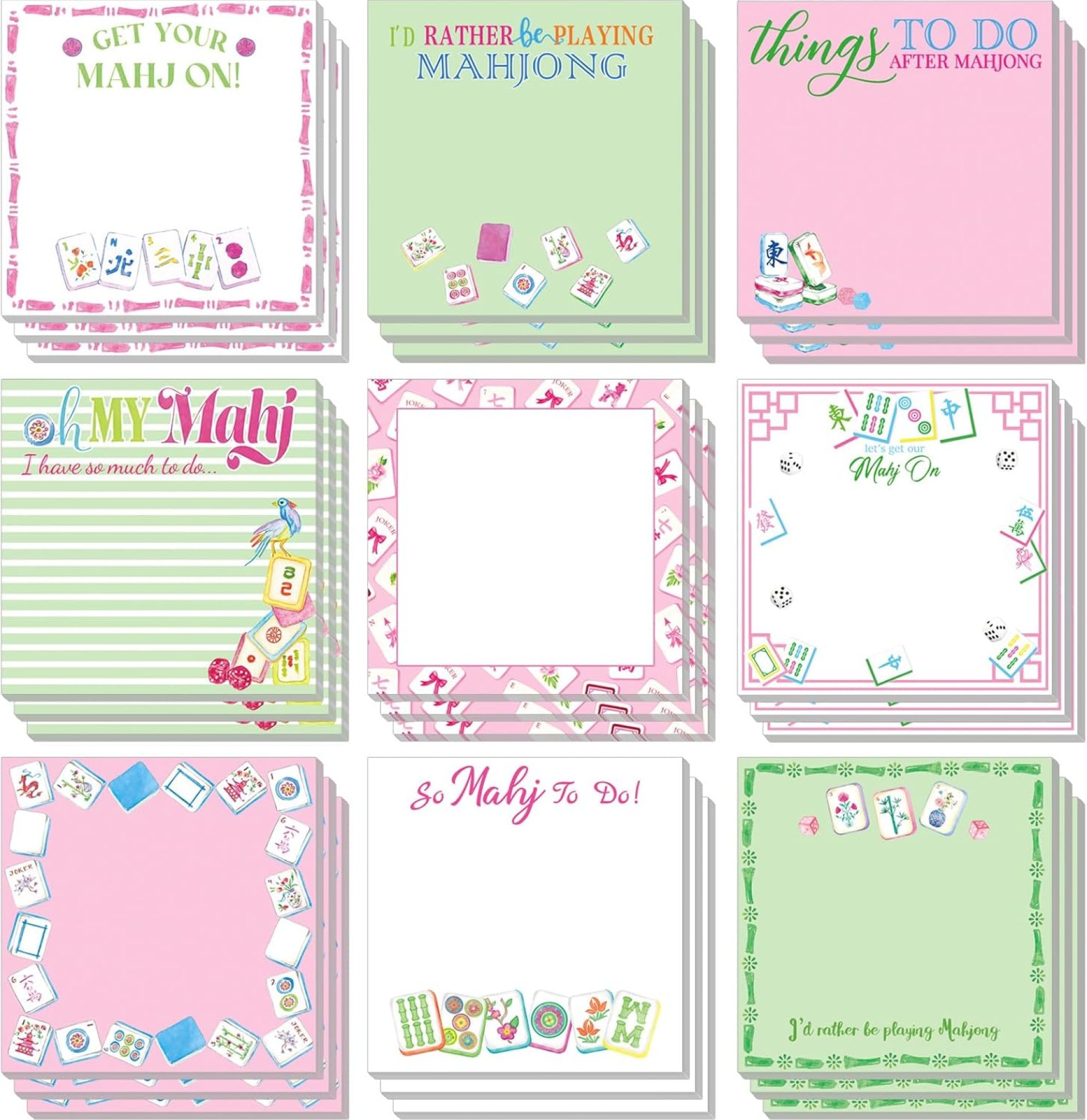 AnyDesign 27Pcs Mahjong Sticky Notes Memo Pad Pink-Green Mahjong Tile Self Adhesive Notepad for Classroom Office Home School Party Supplies AnyDesign 27Pcs Mahjong Sticky Notes Memo Pad Pink-Green Mahjong Tile Self Adhesive Notepad for Classroom Office Home School Party Supplies