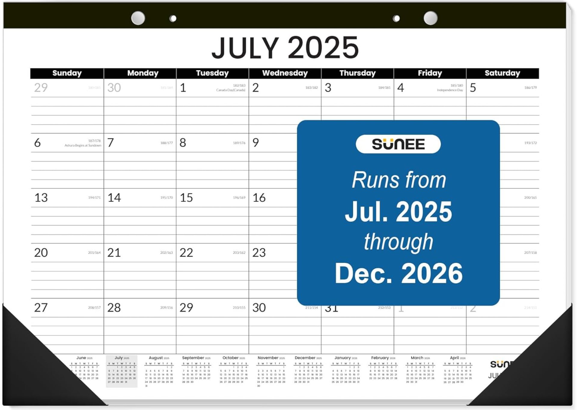 SUNEE Desk Calendar 2025-2026 17×12, 18 Months, JUL. 2025 – DEC. 2026, Academic Desk Blotter Calendar 2025-2026, School Year Large Calendar for Teacher, Black SUNEE Desk Calendar 2025-2026 17×12, 18 Months, JUL. 2025 – DEC. 2026, Academic Desk Blotter Calendar 2025-2026, School Year Large Calendar for Teacher, Black