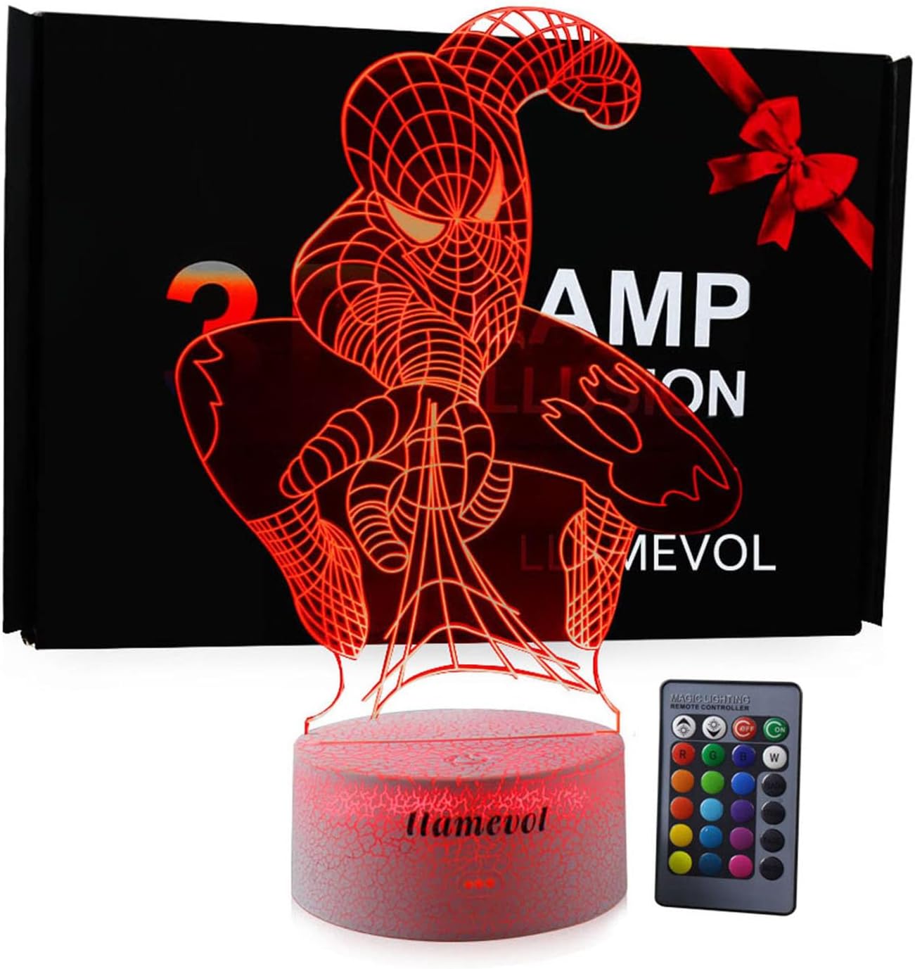 Spiderman Toys Kids Night Light Superhero Christmas Gift Birthday 3D Illusion Lamp for Kid Girl Boy Web Shooter 7 Color Remote Control Spiderman Toys Kids Night Light Superhero Christmas Gift Birthday 3D Illusion Lamp for Kid Girl Boy Web Shooter 7 Color Remote Control