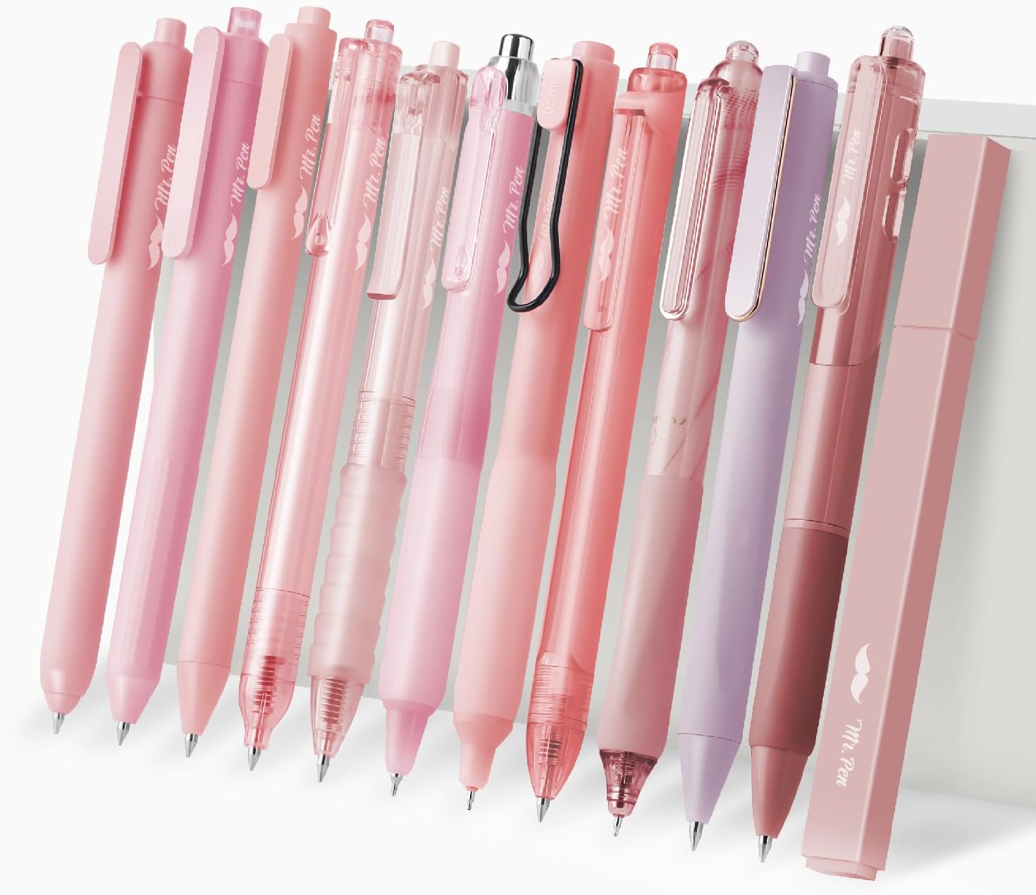 Mr. Pen- Gel Ink Pink Pen Set, 12 Pack, 1 x Aesthetic Highlighter, 0.5mm Cute Pink Pens Black Ink with Pastel Barrels Mr. Pen- Gel Ink Pink Pen Set, 12 Pack, 1 x Aesthetic Highlighter, 0.5mm Cute Pink Pens Black Ink with Pastel Barrels