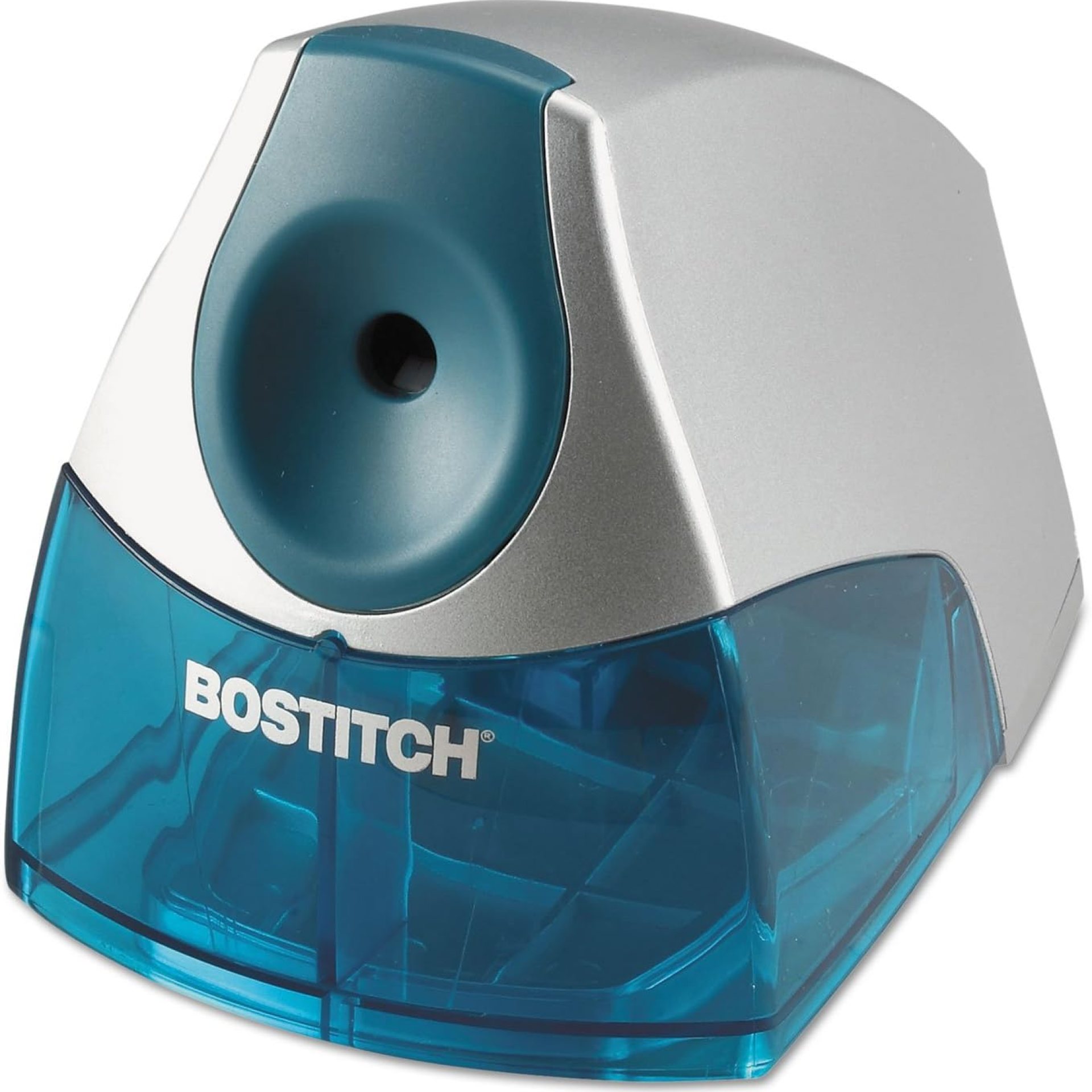 Bostitch Office Personal Electric Pencil Sharpener, Powerful Stall-Free Motor, High Capacity Shavings Tray, Blue Bostitch Office Personal Electric Pencil Sharpener, Powerful Stall-Free Motor, High Capacity Shavings Tray, Blue