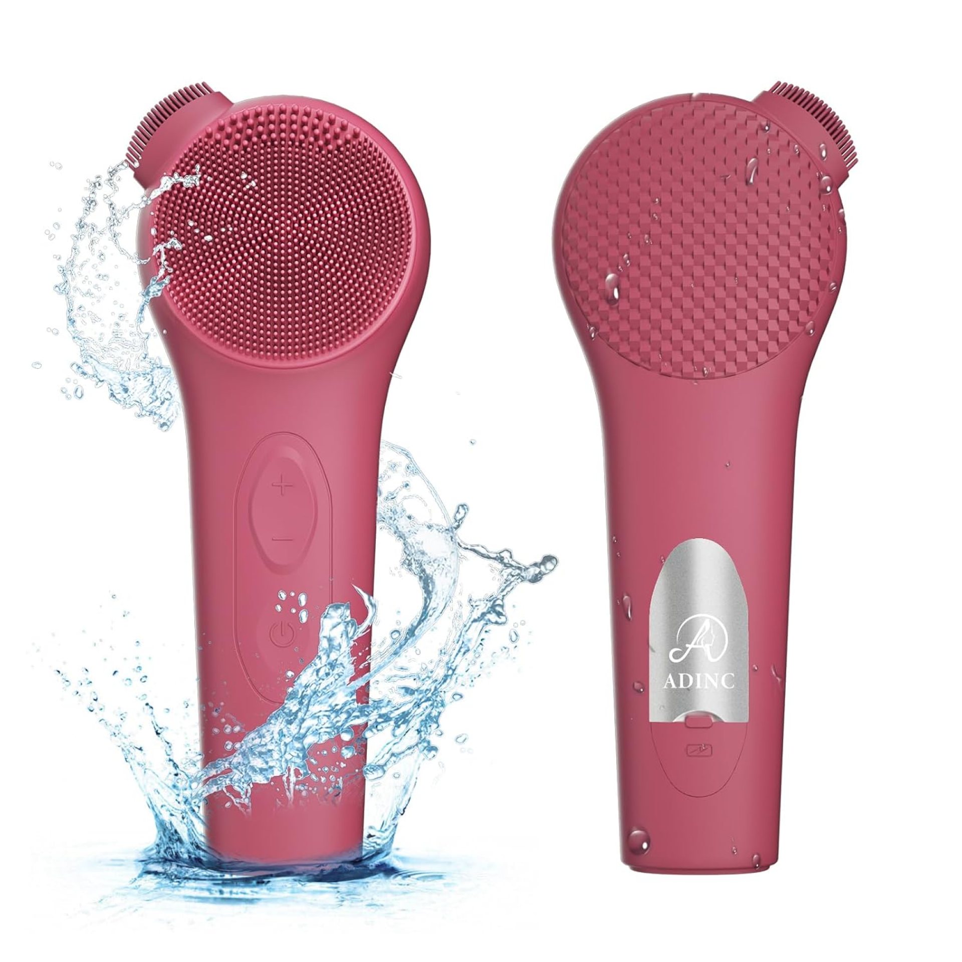 Silicone Face Scrubber, Waterproof Rechargeable Facial Cleansing Brush, 5 Cleansing Modes with Nose Brush for Women & Men Electric Facial Tool for Deep Cleaning Exfoliating, Massaging Berry Silicone Face Scrubber, Waterproof Rechargeable Facial Cleansing Brush, 5 Cleansing Modes with Nose Brush for Women & Men Electric Facial Tool for Deep Cleaning Exfoliating, Massaging Berry