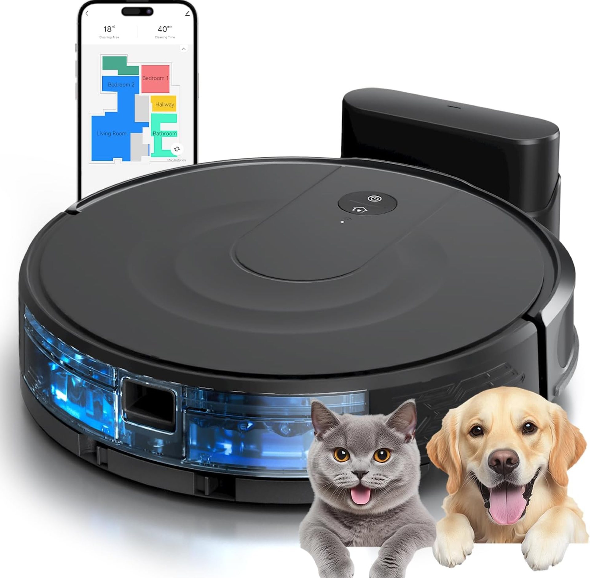 Robot Vacuum and Mop Combo with 9000Pa Suction, LiDAR Navigation & Ultra-Slim Design, 200-Min Runtime, Auto Recharge, Smart Mapping Robotic Vacuum Cleaner for Pet Hair, Hard Floors & Carpets Robot Vacuum and Mop Combo with 9000Pa Suction, LiDAR Navigation & Ultra-Slim Design, 200-Min Runtime, Auto Recharge, Smart Mapping Robotic Vacuum Cleaner for Pet Hair, Hard Floors & Carpets
