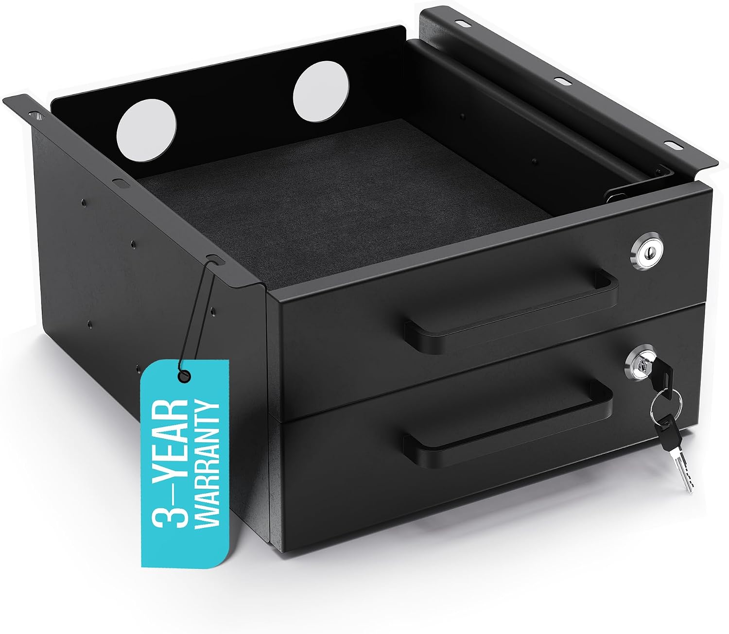 Under Desk Drawer Slide-Out – Lockable Metal Storage Drawers with Cable Management for Office & Home (Double, Non-Bracketed) Under Desk Drawer Slide-Out – Lockable Metal Storage Drawers with Cable Management for Office & Home (Double, Non-Bracketed)