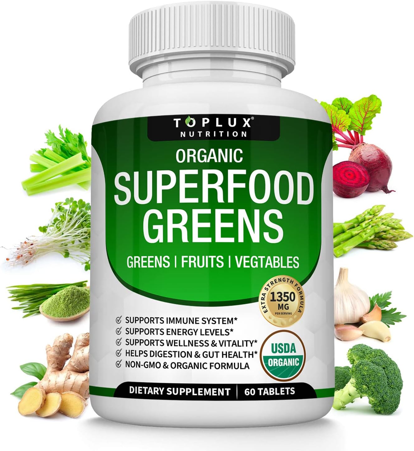 Organic Super Greens Capsules Superfood Fruit Veggie Supplement – 28 Powerful Natural Ingredients with Alfalfa, Beet Root, Tart Cherry & Ginger for Immune & Energy Support, for Men Women, 60 Tablets Organic Super Greens Capsules Superfood Fruit Veggie Supplement – 28 Powerful Natural Ingredients with Alfalfa, Beet Root, Tart Cherry & Ginger for Immune & Energy Support, for Men Women, 60 Tablets
