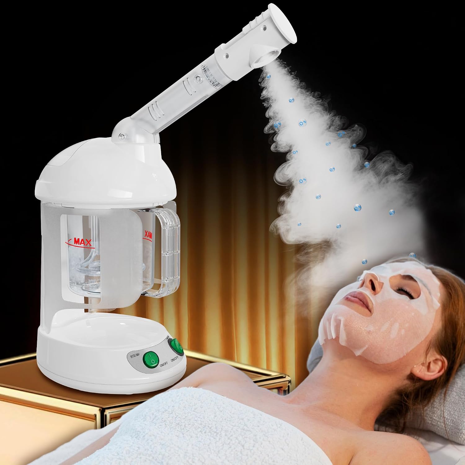 Easy to Clean Facial Steamer, Nano Ionic Face Steamer for Facial Deep Cleaning, Portable Face Humidifier with 360° Rotating Arm, 300ML Large Capacity, with Aromatherapy Diffuser, Warm Mist Easy to Clean Facial Steamer, Nano Ionic Face Steamer for Facial Deep Cleaning, Portable Face Humidifier with 360° Rotating Arm, 300ML Large Capacity, with Aromatherapy Diffuser, Warm Mist