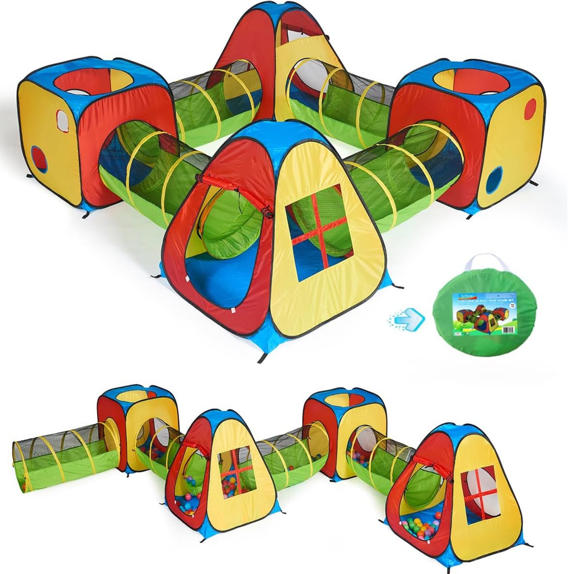 UTEX 8 in 1 Pop Up Children Play Tent House with 4 Tunnel, 4 Tents for Boys, Girls, Babies and Toddlers for Indoor and Outdoor Use UTEX 8 in 1 Pop Up Children Play Tent House with 4 Tunnel, 4 Tents for Boys, Girls, Babies and Toddlers for Indoor and Outdoor Use