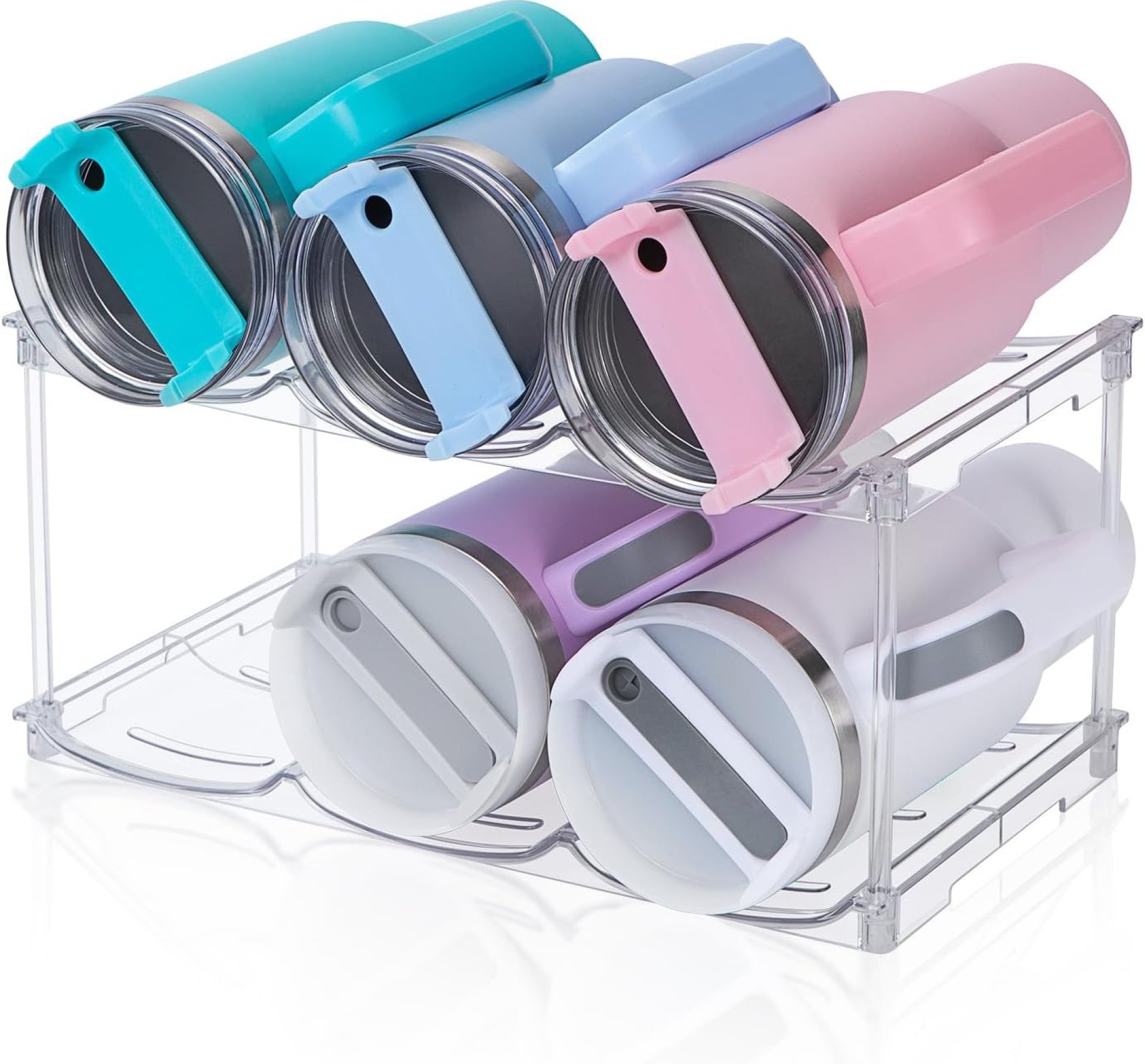 Stackable Water Bottle Organizer for Stanley 40 oz Tumbler, Water Bottle Holder for Cabinet, Pantry Kitchen Organizers and Storage for Stanley Cup Accessories, Tumbler Organizer and Wine Rack, 2Pack Stackable Water Bottle Organizer for Stanley 40 oz Tumbler, Water Bottle Holder for Cabinet, Pantry Kitchen Organizers and Storage for Stanley Cup Accessories, Tumbler Organizer and Wine Rack, 2Pack