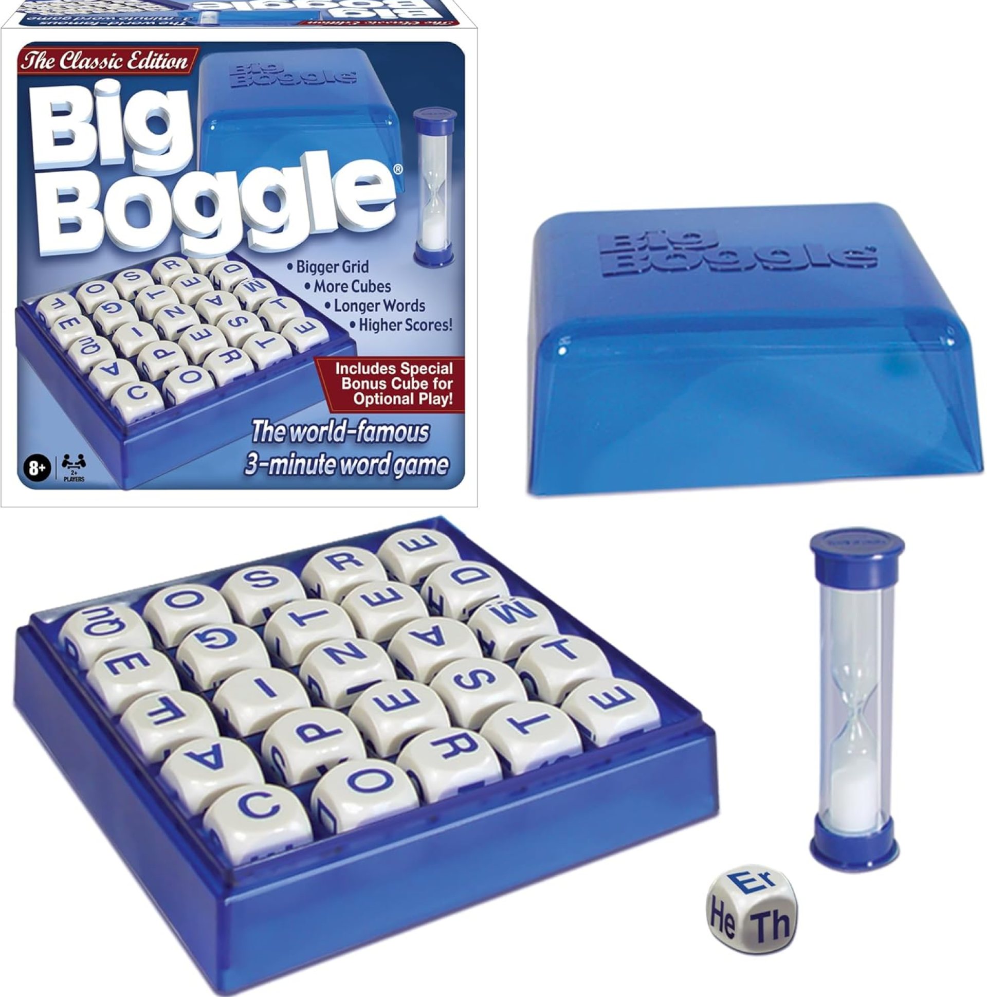 Big Boggle with 5×5 Grid and 25 Letter Cubes by Winning Moves Games USA, Thought Provoking Word Game Bigger Than the Original, for 2 or More Players, Ages 8+ (1147) Big Boggle with 5×5 Grid and 25 Letter Cubes by Winning Moves Games USA, Thought Provoking Word Game Bigger Than the Original, for 2 or More Players, Ages 8+ (1147)