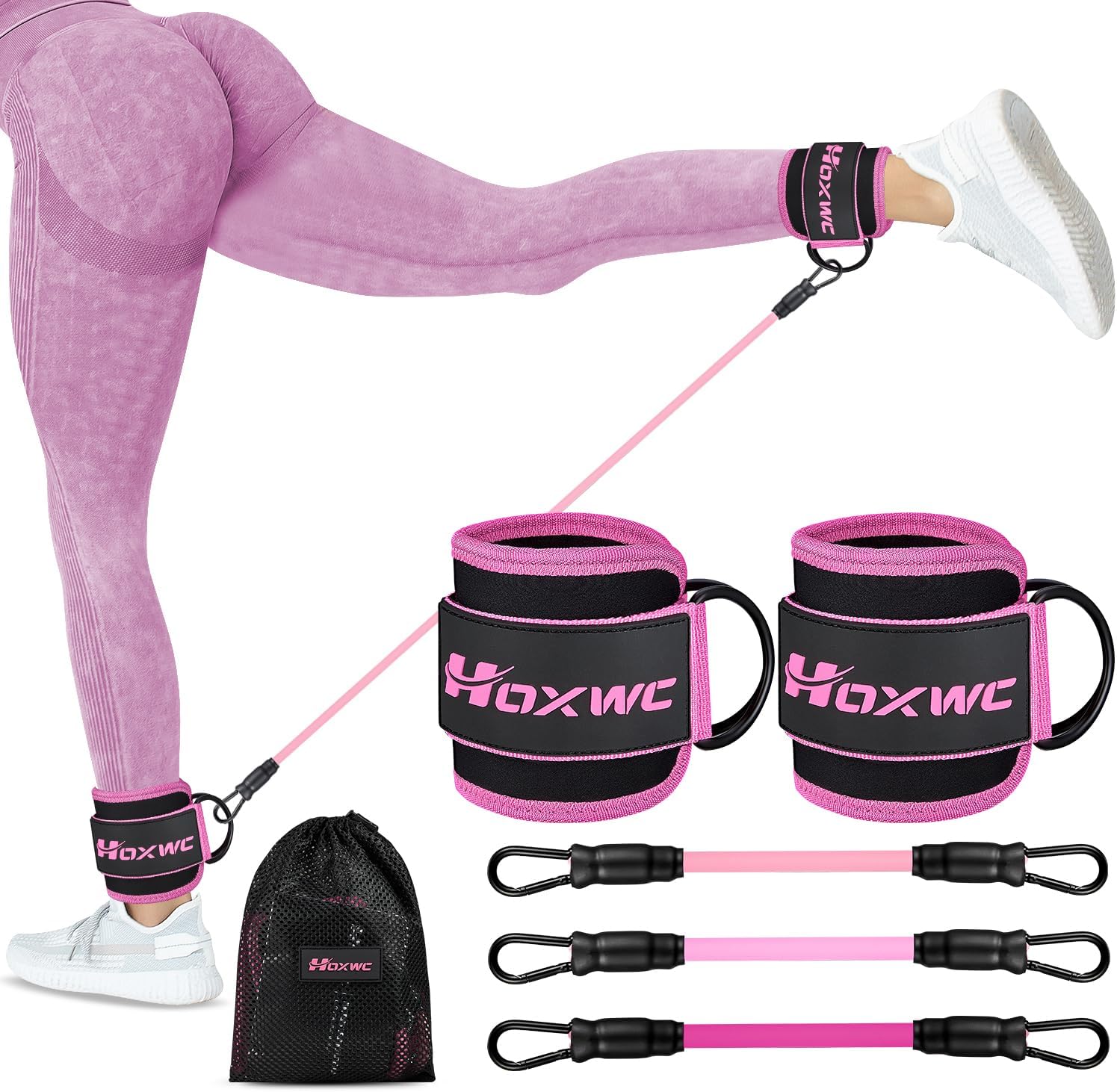 Ankle Resistance Bands with Cuffs, Ankle Bands for Working Out, Ankle Resistance Band for Leg, Booty Workout Equipment for Kickbacks Hip Fitness Training, Exercise Bands for Butt Lift Women Ankle Resistance Bands with Cuffs, Ankle Bands for Working Out, Ankle Resistance Band for Leg, Booty Workout Equipment for Kickbacks Hip Fitness Training, Exercise Bands for Butt Lift Women