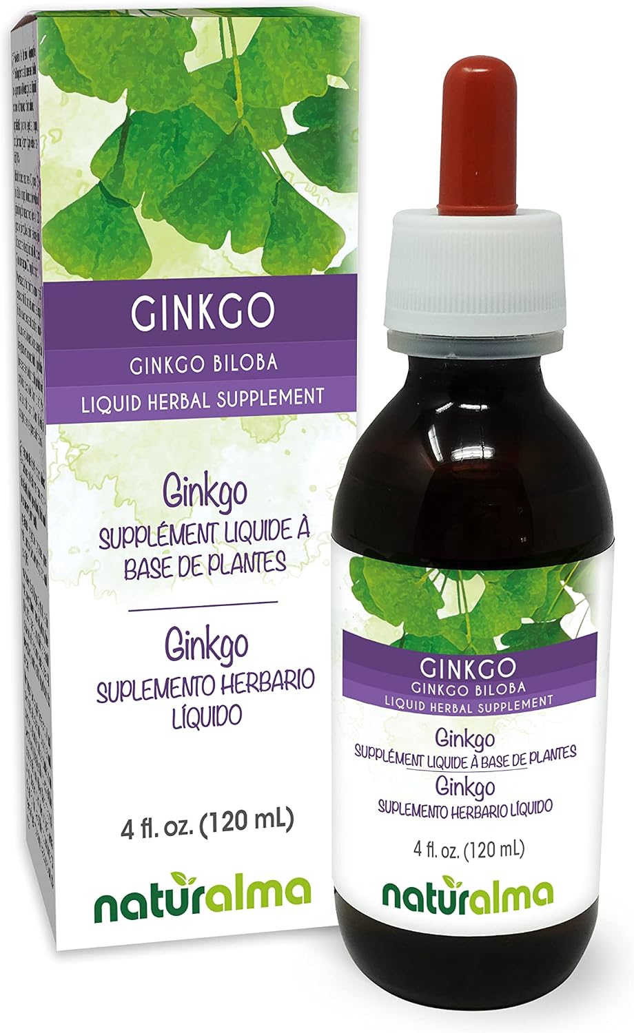 Naturalma Ginkgo (Ginkgo biloba) Leaf Alcohol-Free Tincture – 4 fl oz Liquid Extract in Drops – Herbal Supplement – Vegan Naturalma Ginkgo (Ginkgo biloba) Leaf Alcohol-Free Tincture – 4 fl oz Liquid Extract in Drops – Herbal Supplement – Vegan