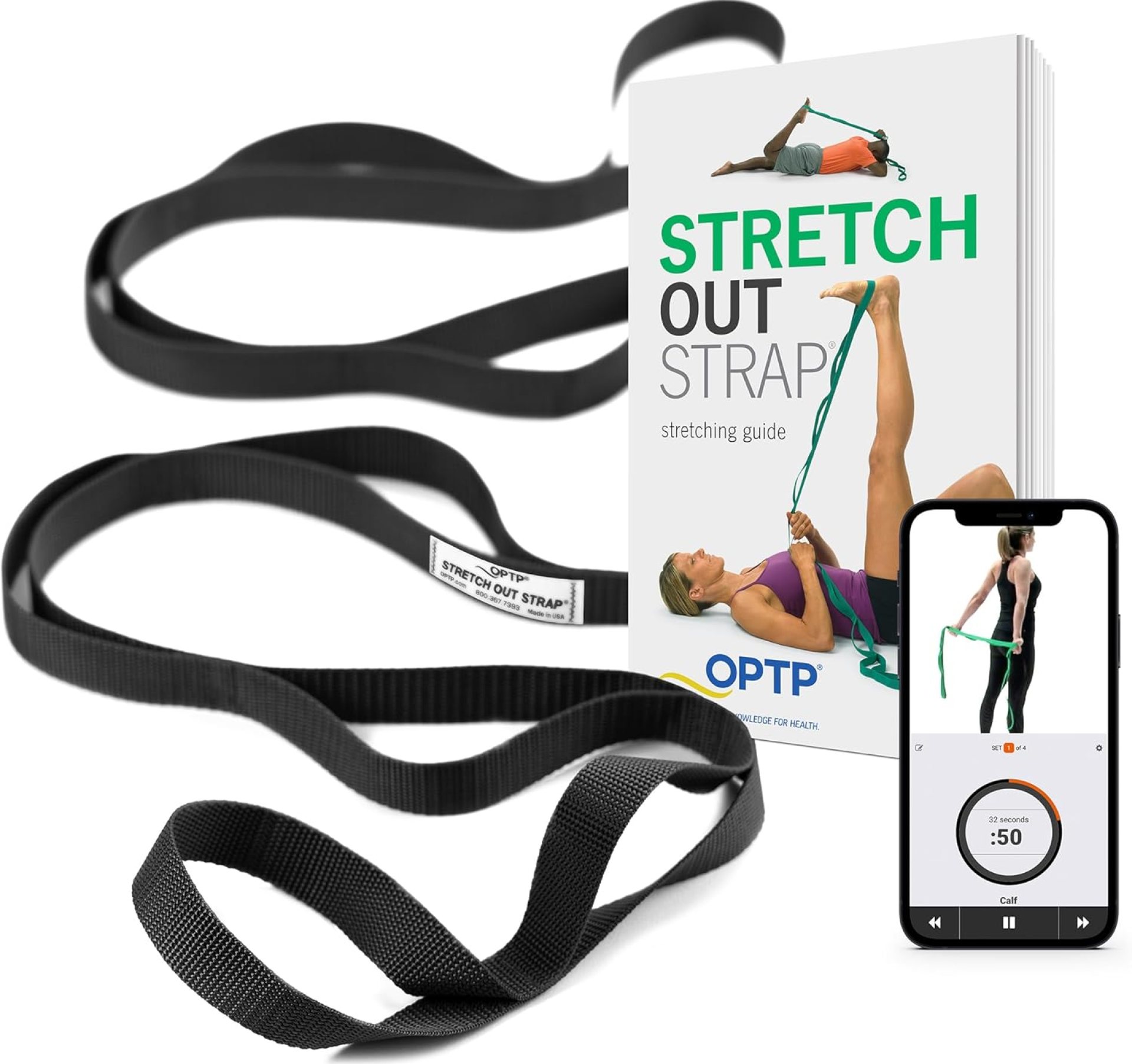 OPTP The Original Stretch Out Strap XL with Exercise Book, USA Made Stretch Out Straps for Physical Therapy, Yoga Stretching Strap or Knee Therapy Strap – Ten Loops, 7’5″ Strap OPTP The Original Stretch Out Strap XL with Exercise Book, USA Made Stretch Out Straps for Physical Therapy, Yoga Stretching Strap or Knee Therapy Strap – Ten Loops, 7’5″ Strap
