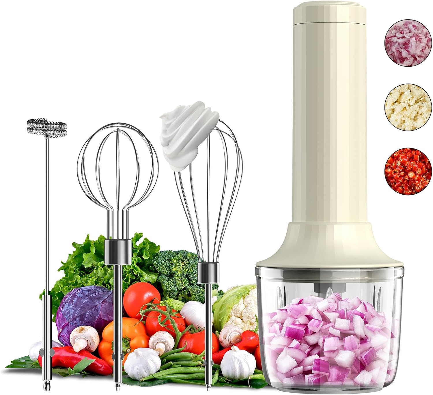 Cordless Hand Mixer MixgoII, Handheld Mixer Electric Whisk & Milk Frother, Hand Held Mini Mixers, Rechargeable Hand Mixer and Whisker, Food Processor for Cooking, Food Chopper, 4-Speed, 10Oz Cordless Hand Mixer MixgoII, Handheld Mixer Electric Whisk & Milk Frother, Hand Held Mini Mixers, Rechargeable Hand Mixer and Whisker, Food Processor for Cooking, Food Chopper, 4-Speed, 10Oz