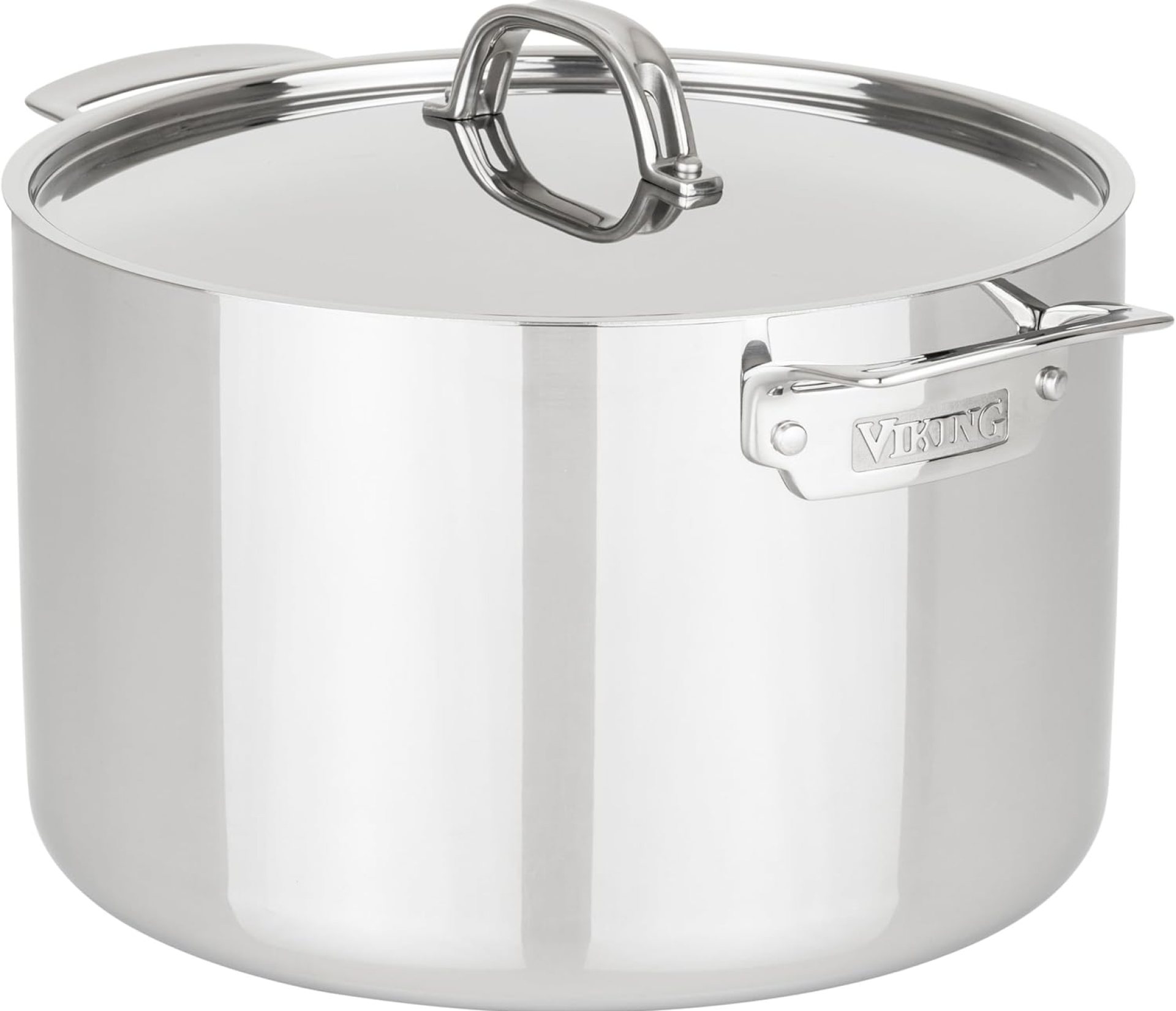Viking 3-Ply Stainless Steel Stock Pot, 12 Quart Soup Cooking Pot with Lid, Kitchen Cookware, Dishwasher and Oven Safe, Induction Ready, Silver Viking 3-Ply Stainless Steel Stock Pot, 12 Quart Soup Cooking Pot with Lid, Kitchen Cookware, Dishwasher and Oven Safe, Induction Ready, Silver