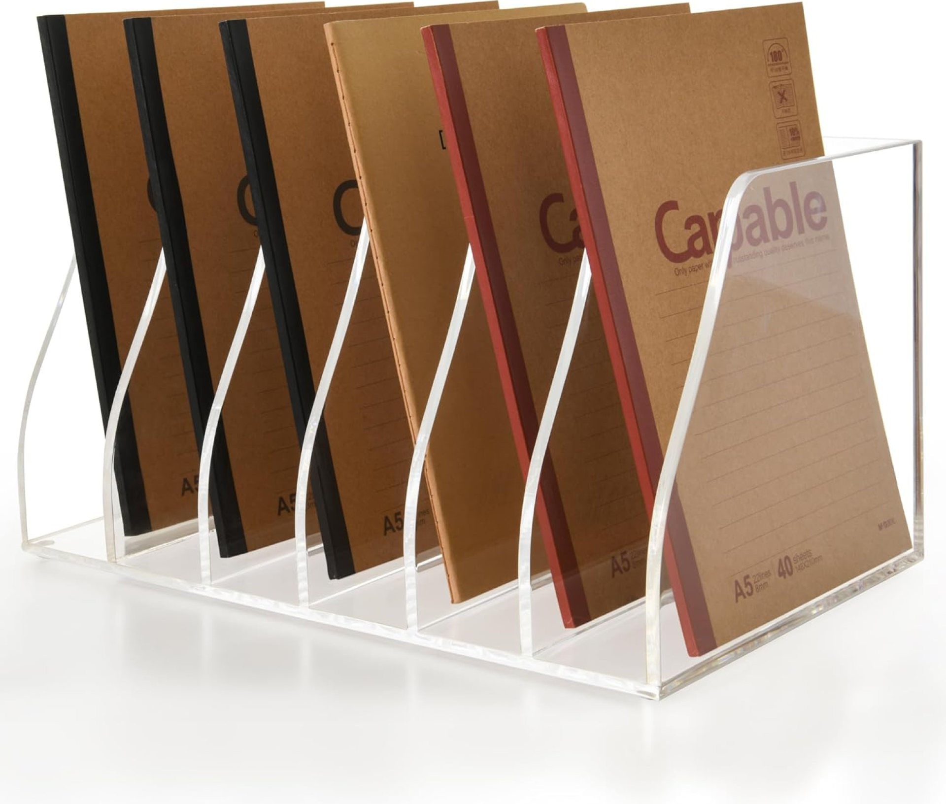 Acrylic Magazine File Holder, 6 Vertical Compartments Desk Document Sorter Organizer, Clear Folder Rack Binder for Office/Home/Classroom, for Documents, Tablet, Magazines, Books & Accessories Acrylic Magazine File Holder, 6 Vertical Compartments Desk Document Sorter Organizer, Clear Folder Rack Binder for Office/Home/Classroom, for Documents, Tablet, Magazines, Books & Accessories