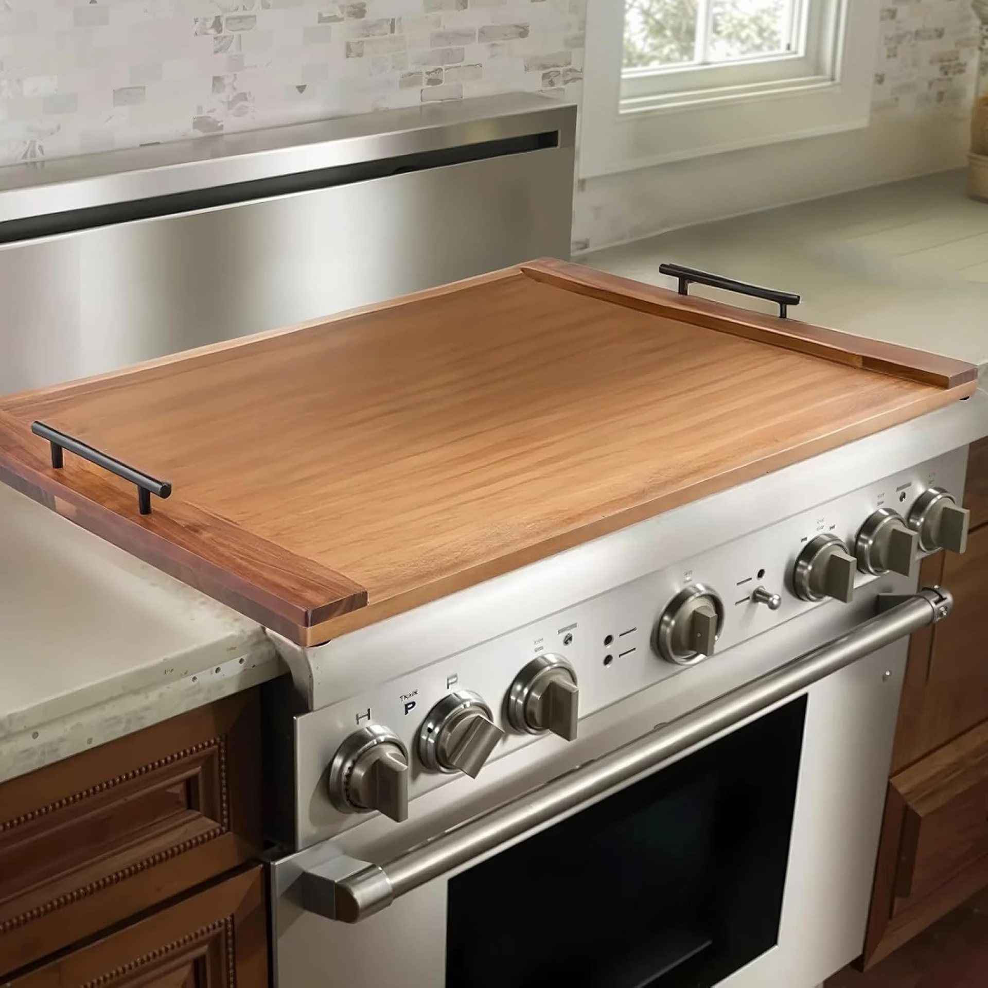 VEVOR Noodle Board Stove Cover, Stove Top Cover Board for Gas Burner & Electric Stove, Acacia Wood Cutting Board with Handles, RV Stovetop Cover/ Kitchen Sink Cover for Counter Space & Tray, Natural VEVOR Noodle Board Stove Cover, Stove Top Cover Board for Gas Burner & Electric Stove, Acacia Wood Cutting Board with Handles, RV Stovetop Cover/ Kitchen Sink Cover for Counter Space & Tray, Natural