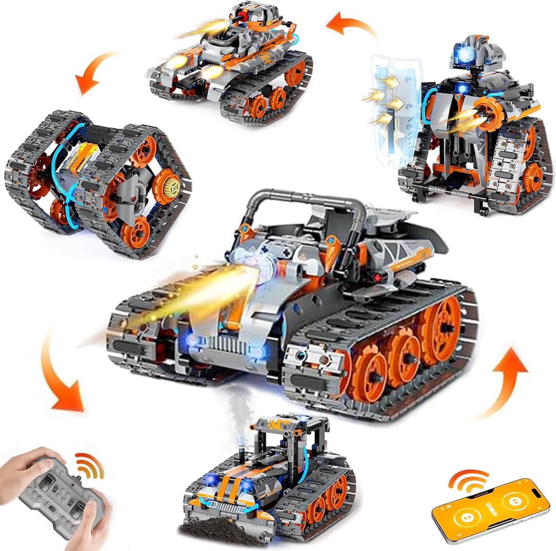 5 in 1 STEM Building Toys with LED Light, APP & Remote Controlled Cars Building, Robot/Tank/Bulldozer 552 Pcs, DIY Rechargeable Building Kit for Boys Girls, Science Learning Gifts for Age 6-12+ Year 5 in 1 STEM Building Toys with LED Light, APP & Remote Controlled Cars Building, Robot/Tank/Bulldozer 552 Pcs, DIY Rechargeable Building Kit for Boys Girls, Science Learning Gifts for Age 6-12+ Year