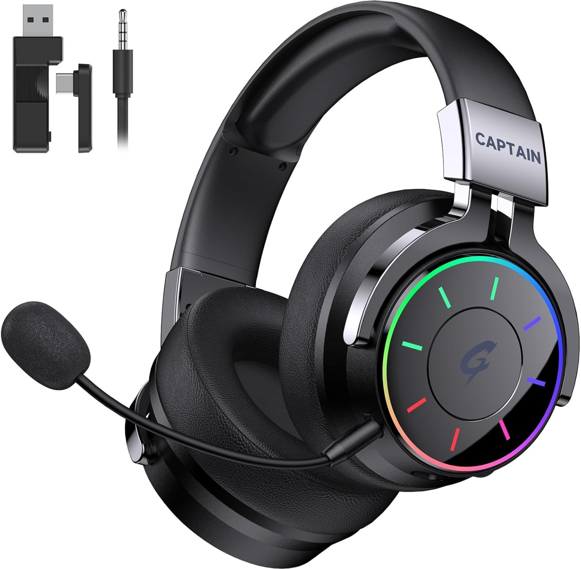 2.4GHz Wireless Gaming Headset for PC, PS5, PS4 – RGB Light, 60 HR Battery, 7.1 Surround Sound, Bluetooth 5.4 Gaming Headphones with Mic (Black) 2.4GHz Wireless Gaming Headset for PC, PS5, PS4 – RGB Light, 60 HR Battery, 7.1 Surround Sound, Bluetooth 5.4 Gaming Headphones with Mic (Black)